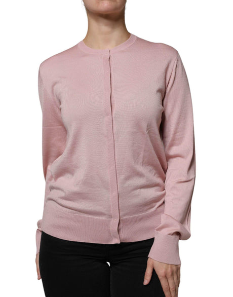 Dolce & Gabbana Pink Wool Knit Button Down Cardigan Sweater - Hilstor