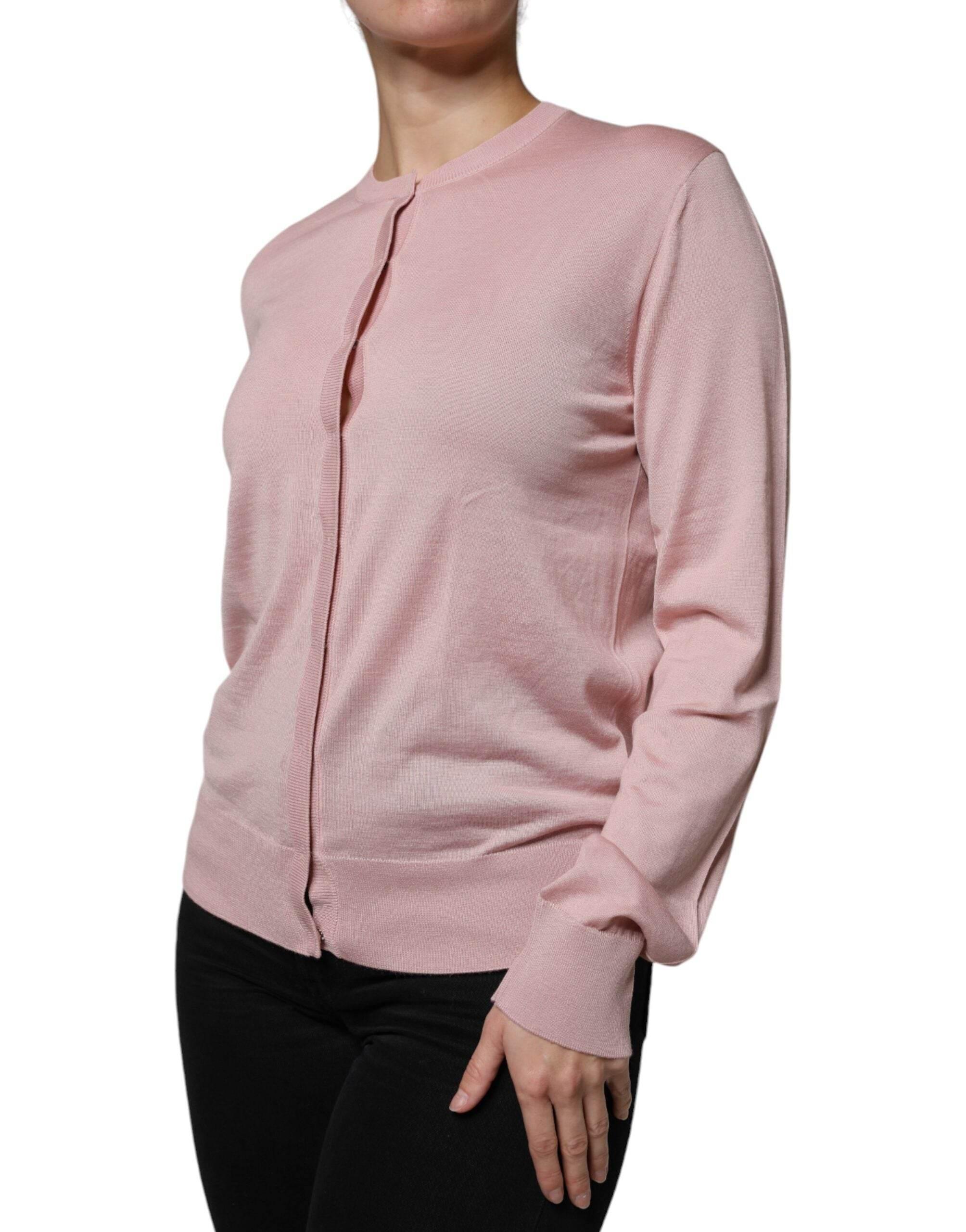 Dolce & Gabbana Pink Wool Knit Button Down Cardigan Sweater - Hilstor