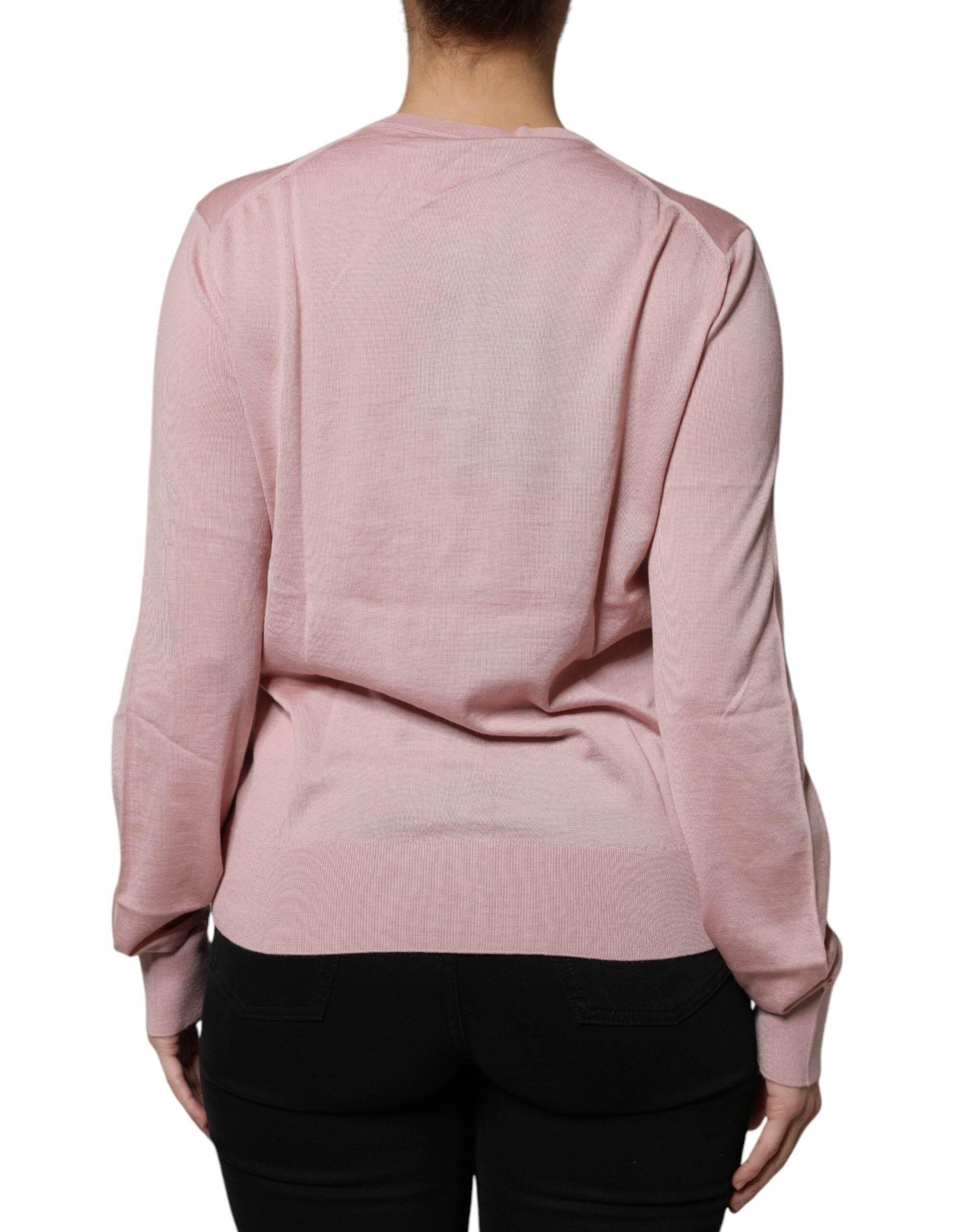 Dolce & Gabbana Pink Wool Knit Button Down Cardigan Sweater - Hilstor