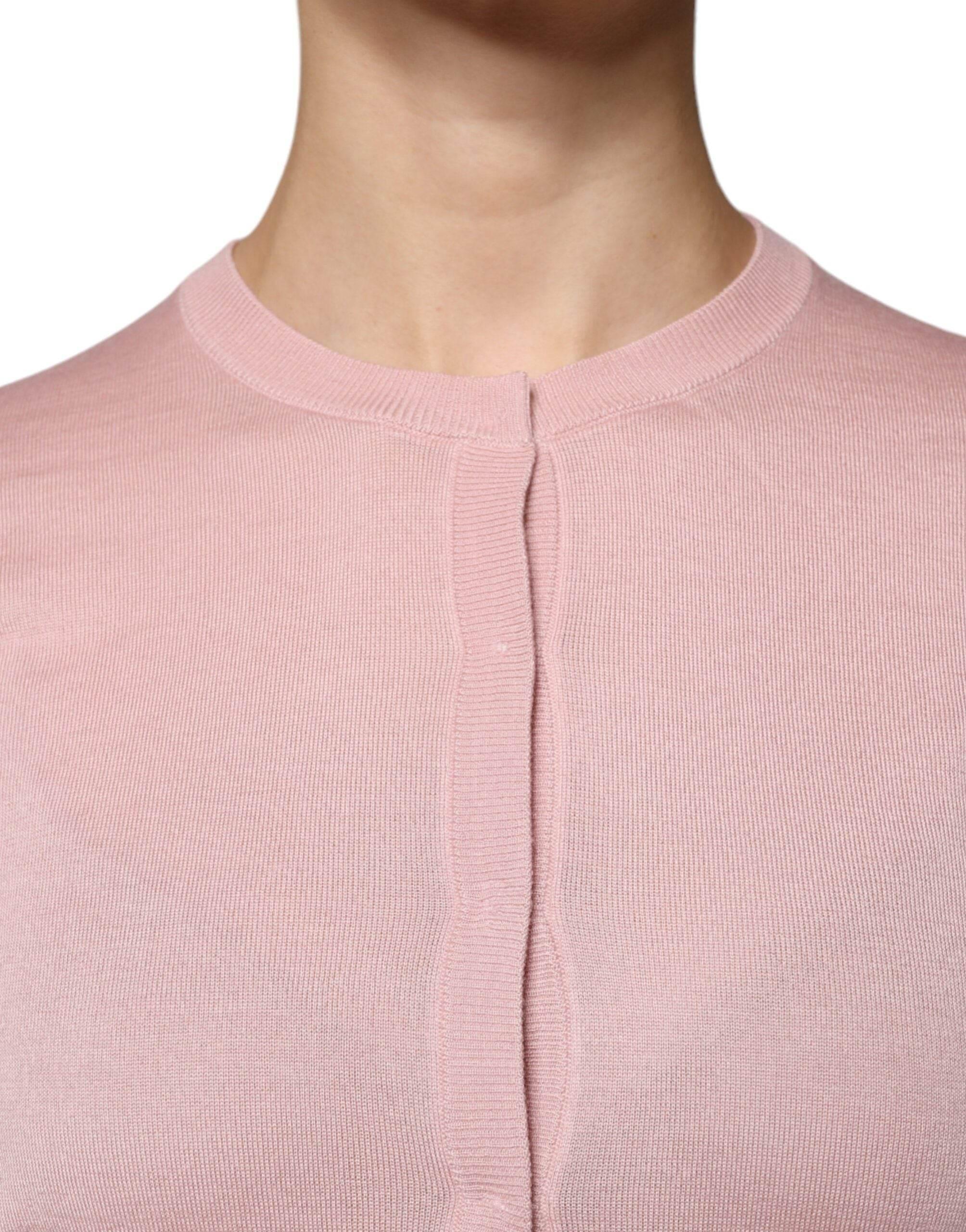 Dolce & Gabbana Pink Wool Knit Button Down Cardigan Sweater - Hilstor