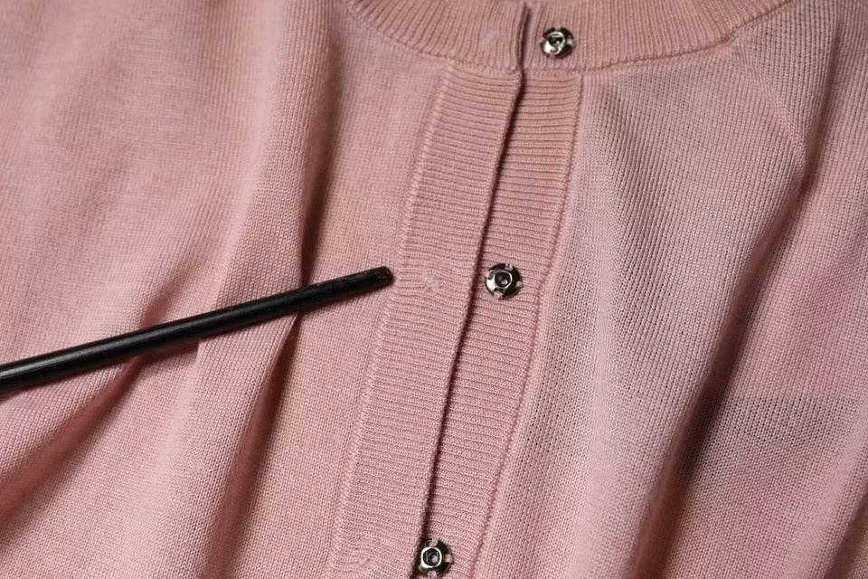 Dolce & Gabbana Pink Wool Knit Button Down Cardigan Sweater - Hilstor