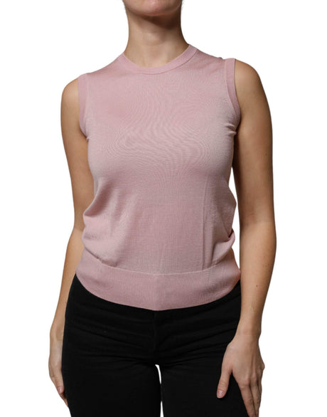 Dolce & Gabbana Pink Cashmere Knitted Sleeveless Tank Top - Hilstor