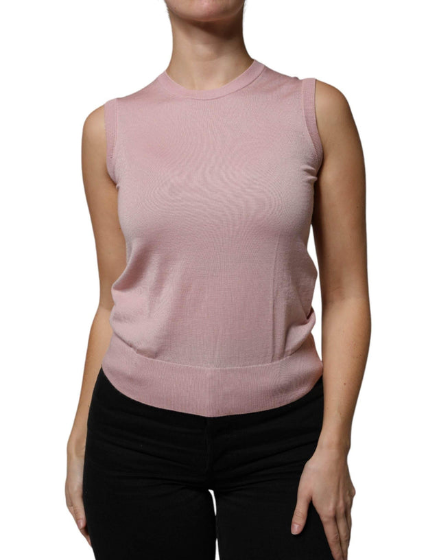 Dolce & Gabbana Pink Cashmere Knitted Sleeveless Tank Top - Hilstor