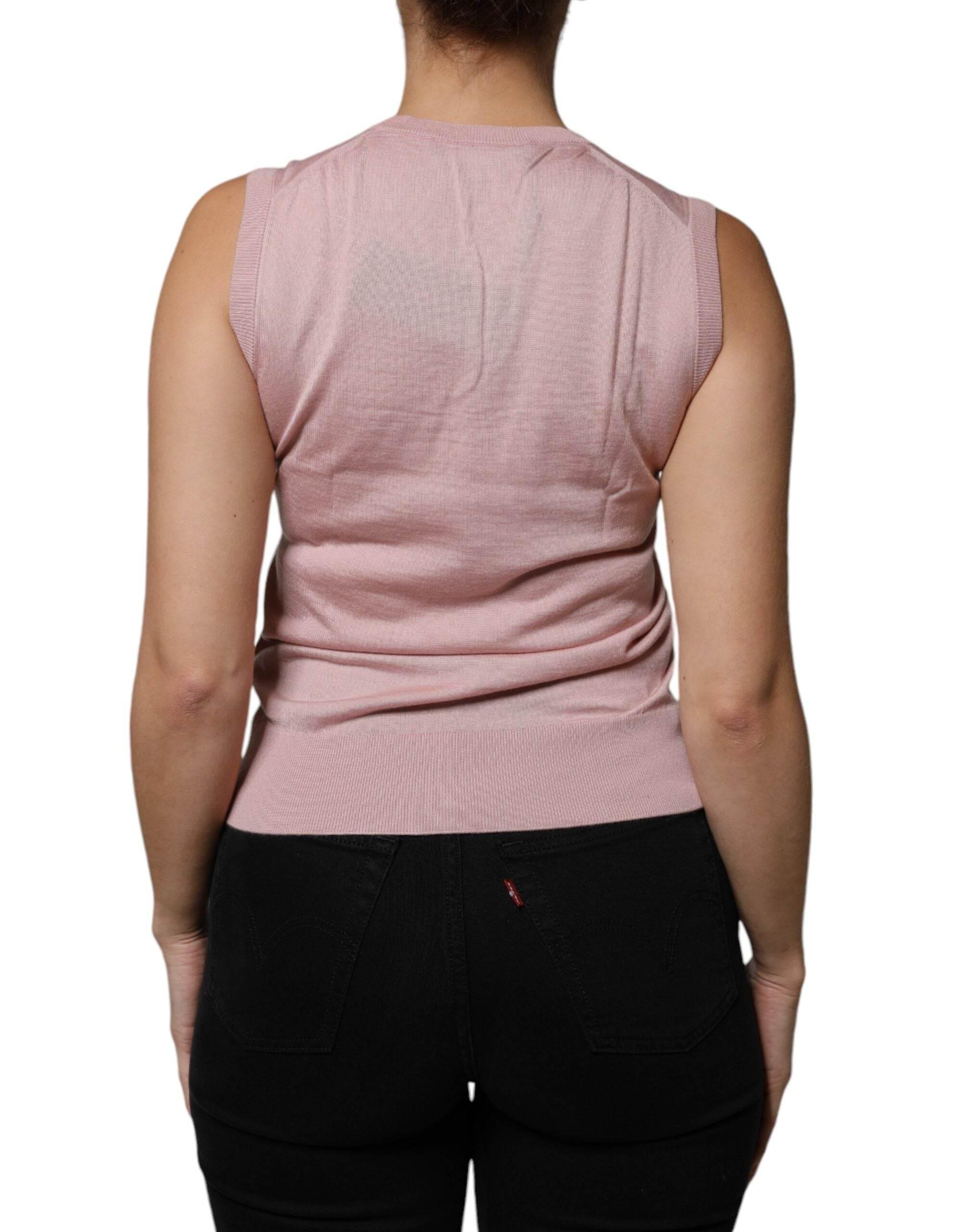 Dolce & Gabbana Pink Cashmere Knitted Sleeveless Tank Top - Hilstor