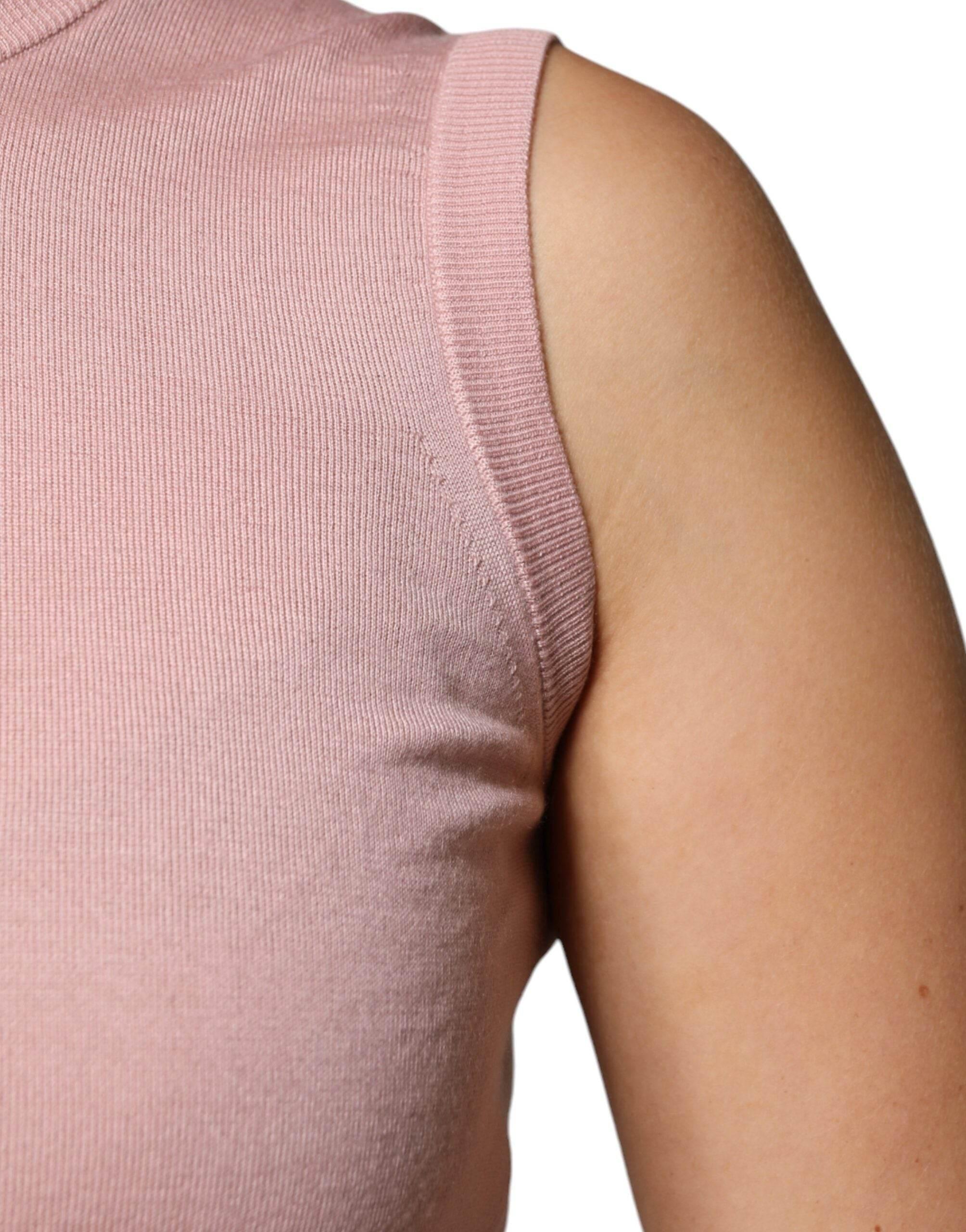 Dolce & Gabbana Pink Cashmere Knitted Sleeveless Tank Top - Hilstor