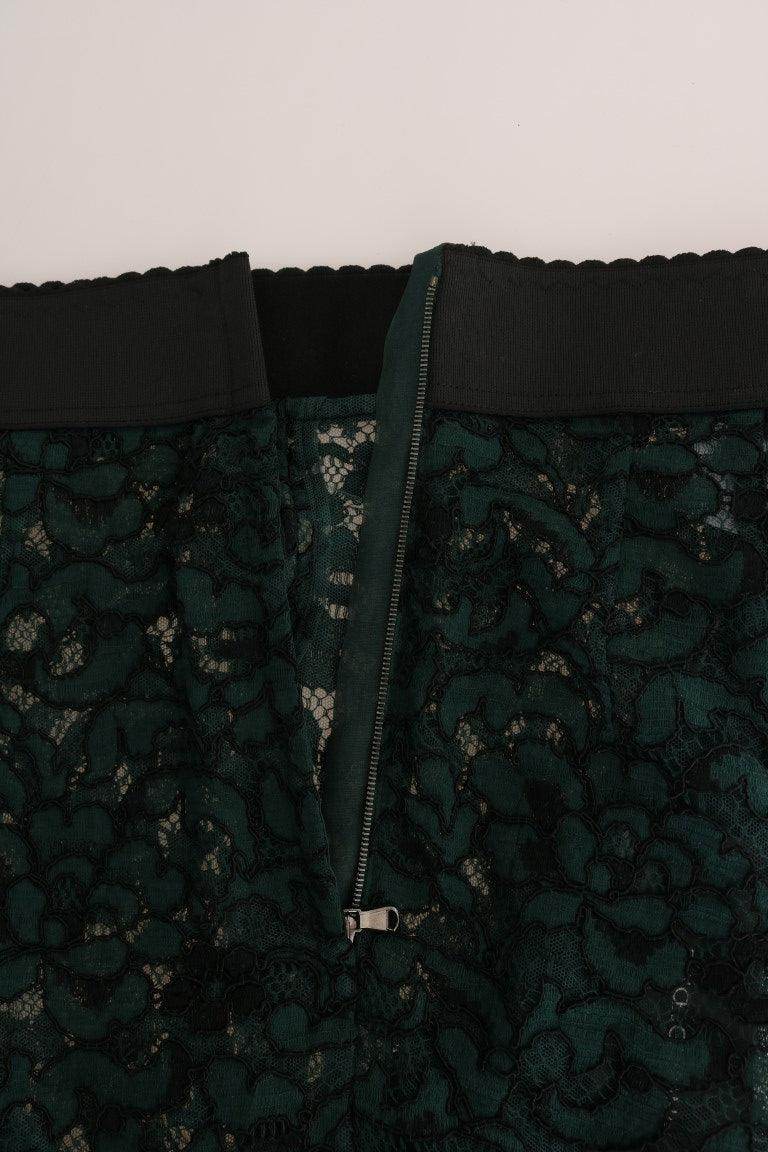 Dolce & Gabbana Green Floral Lace Leggings Pants - Hilstor
