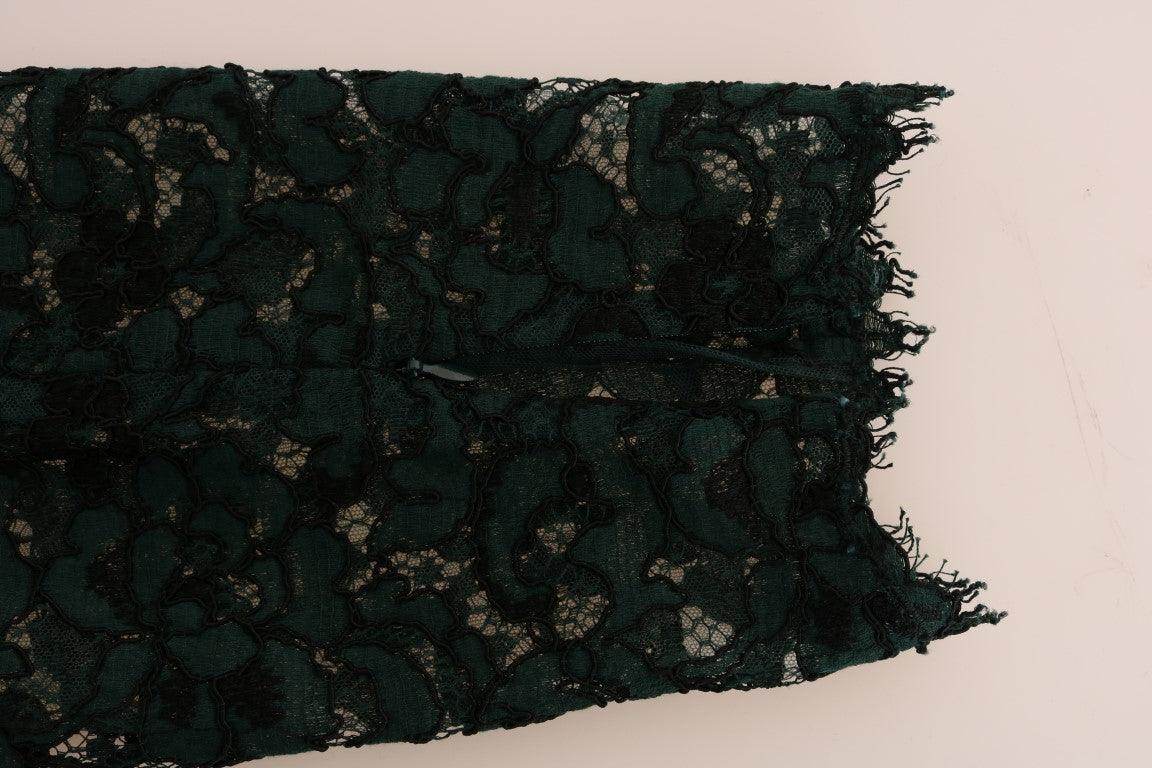 Dolce & Gabbana Green Floral Lace Leggings Pants - Hilstor