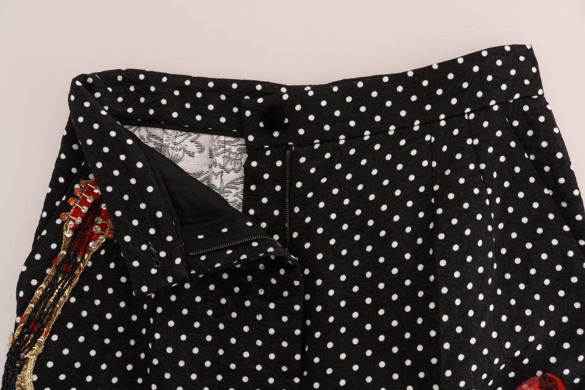 Dolce & Gabbana Black Polka Dot Sicily Crystal Pants - Hilstor
