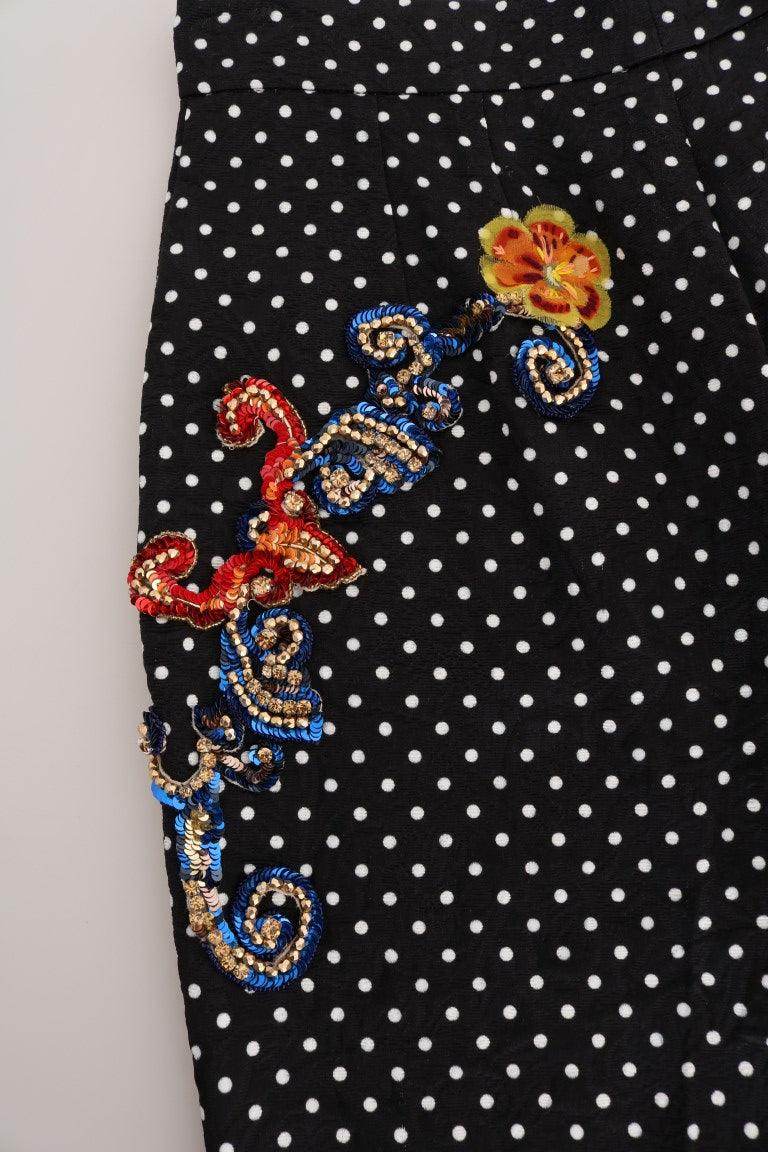 Dolce & Gabbana Black Polka Dot Sicily Crystal Pants - Hilstor