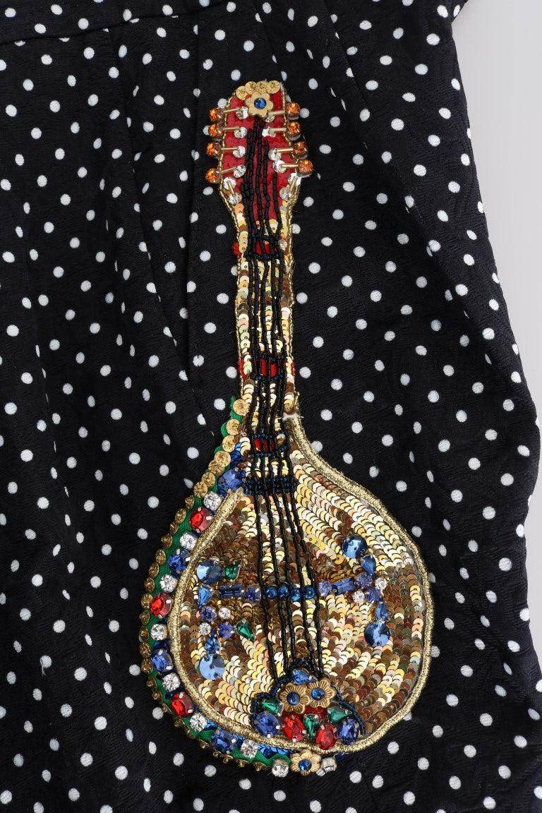 Dolce & Gabbana Black Polka Dot Sicily Crystal Pants - Hilstor