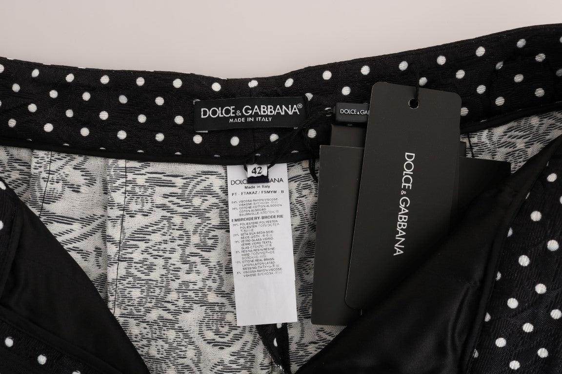 Dolce & Gabbana Black Polka Dot Sicily Crystal Pants - Hilstor