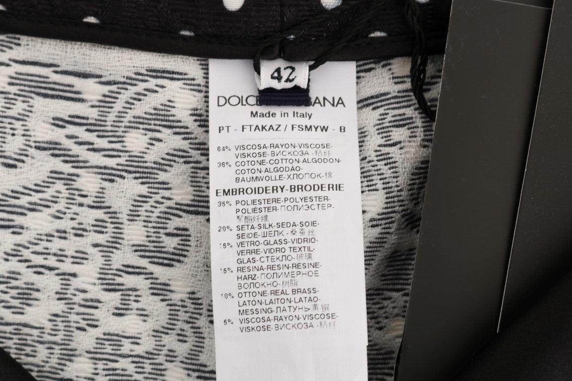 Dolce & Gabbana Black Polka Dot Sicily Crystal Pants - Hilstor