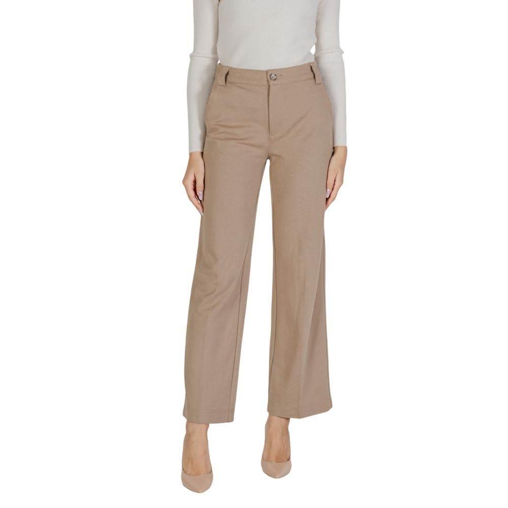 Street One Beige Viscose Pant - Hilstor