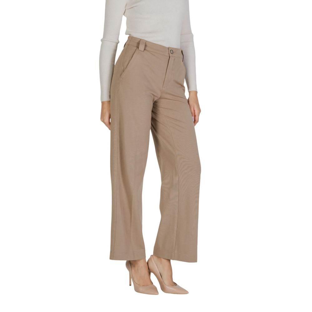 Street One Beige Viscose Pant - Hilstor