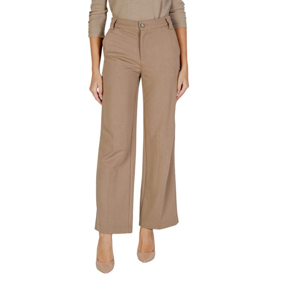 Street One Beige Viscose Pant - Hilstor