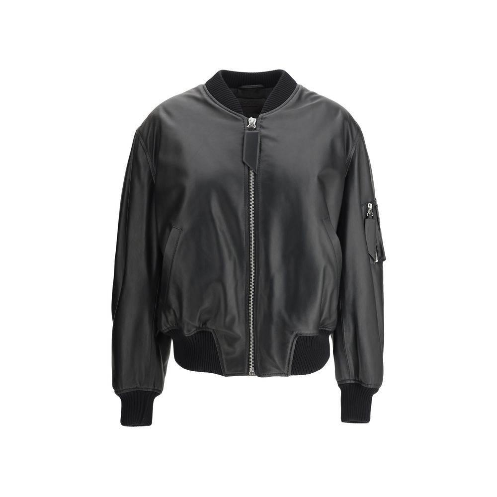 The Attico Leather Anja Bomber Jacket - Hilstor