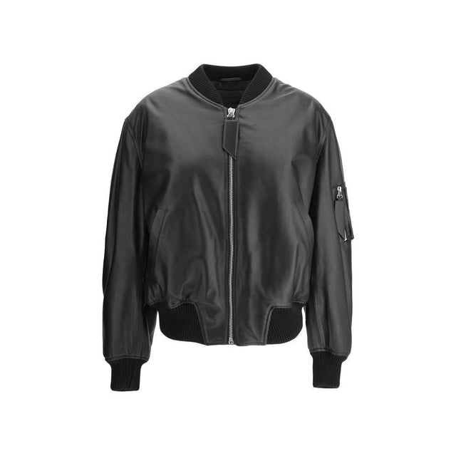 The Attico Leather Anja Bomber Jacket - Hilstor
