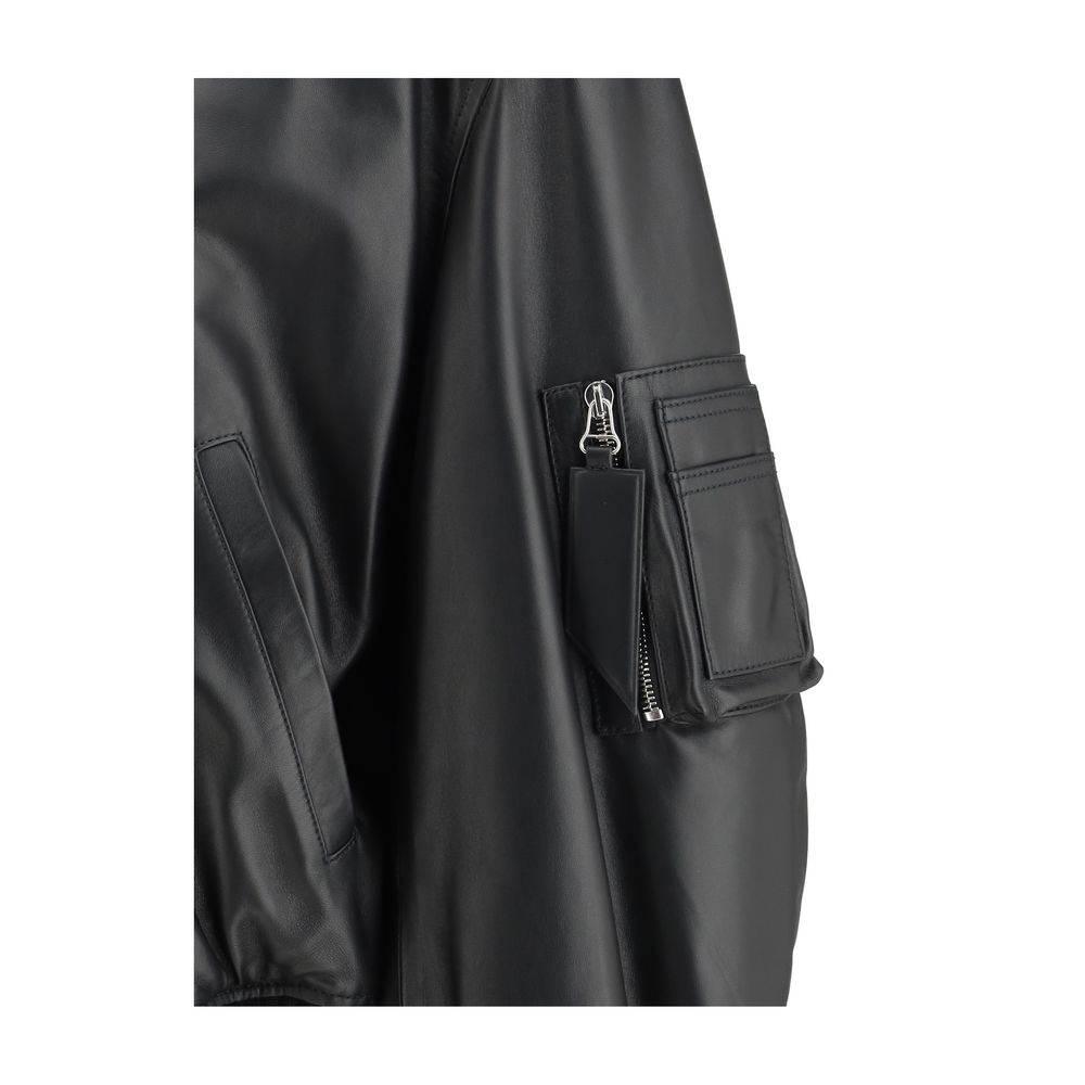 The Attico Leather Anja Bomber Jacket - Hilstor