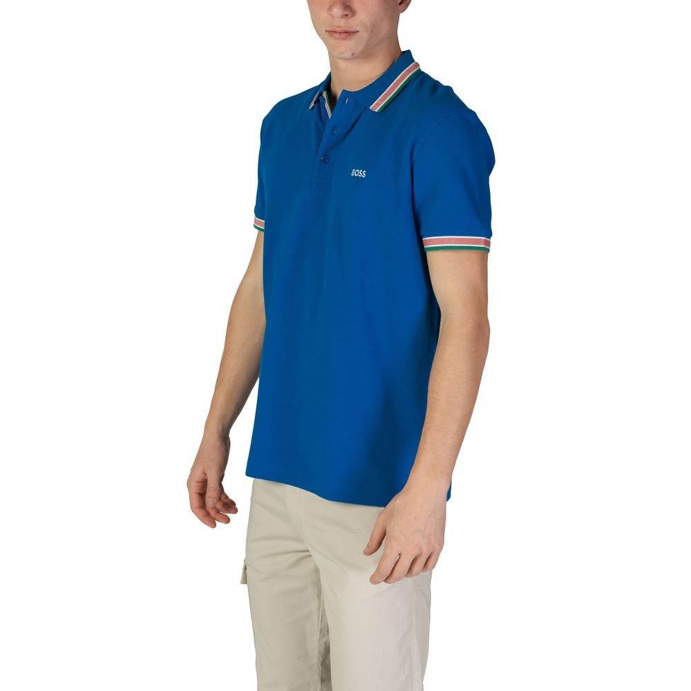 Hugo Boss Blue Cotton Polo Shirt - Hilstor