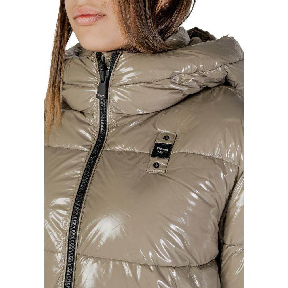 Blauer Beige Polyamide Jackets & Coat - Hilstor