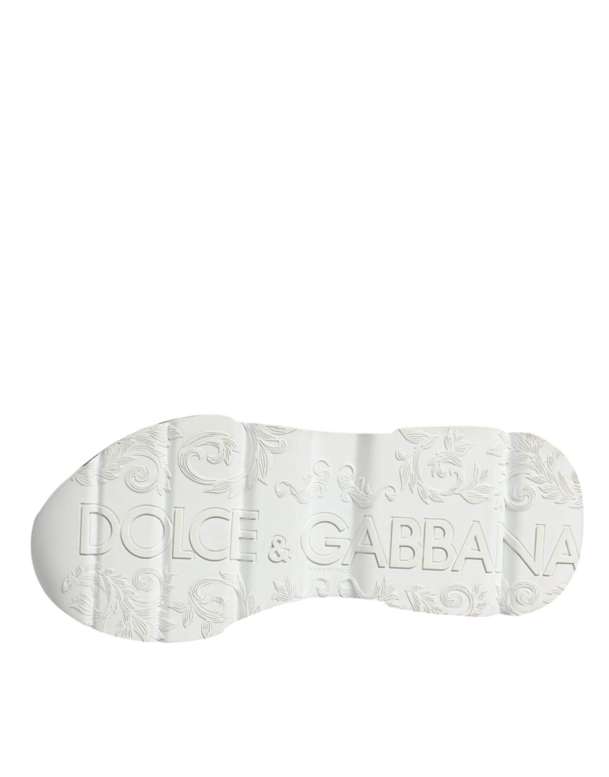 Dolce & Gabbana White Daymaster Hand Painted Sneakers Shoes - Hilstor