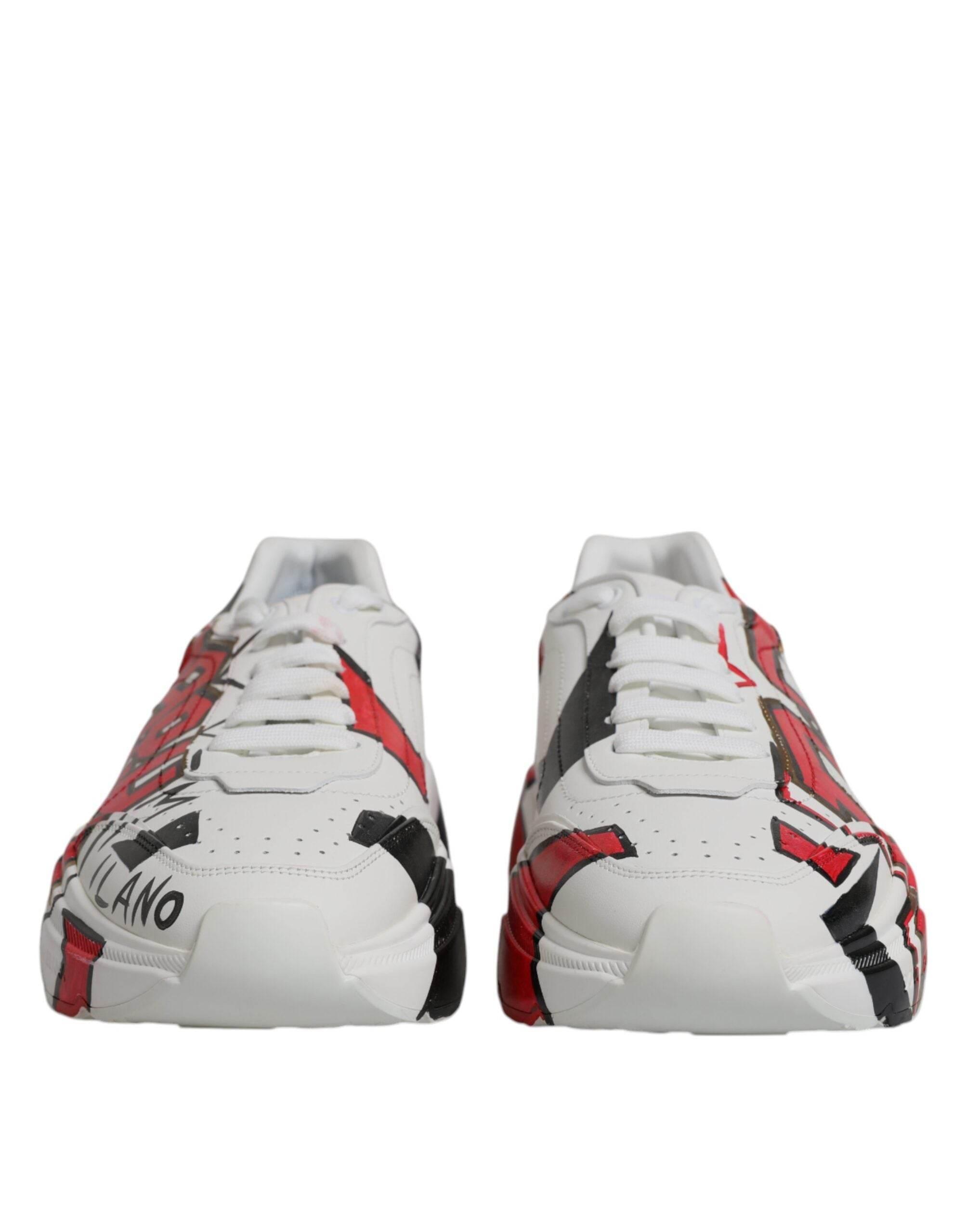 Dolce & Gabbana White Daymaster Hand Painted Sneakers Shoes - Hilstor