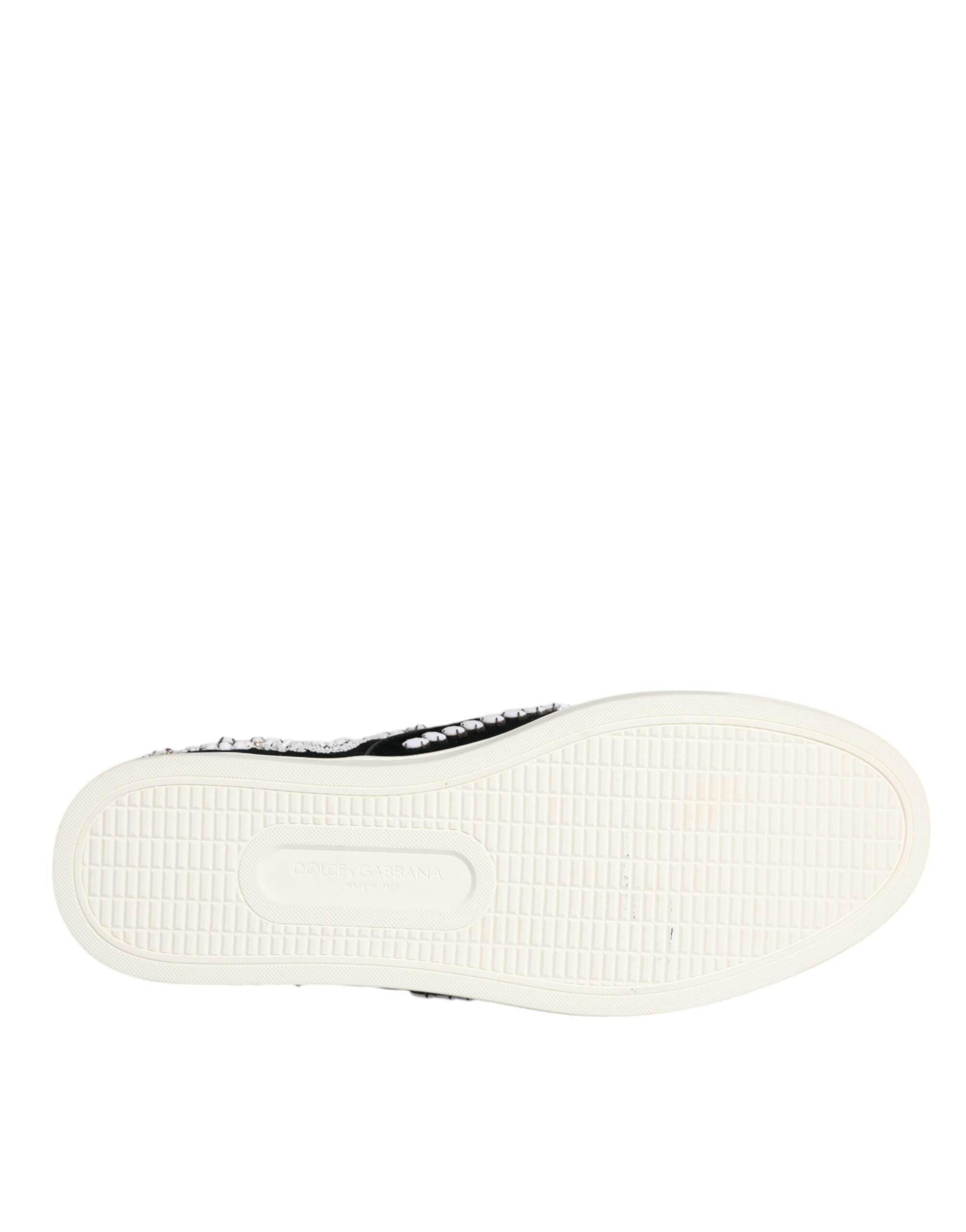 Dolce & Gabbana Black Embellished London Men Slip On Shoes - Hilstor