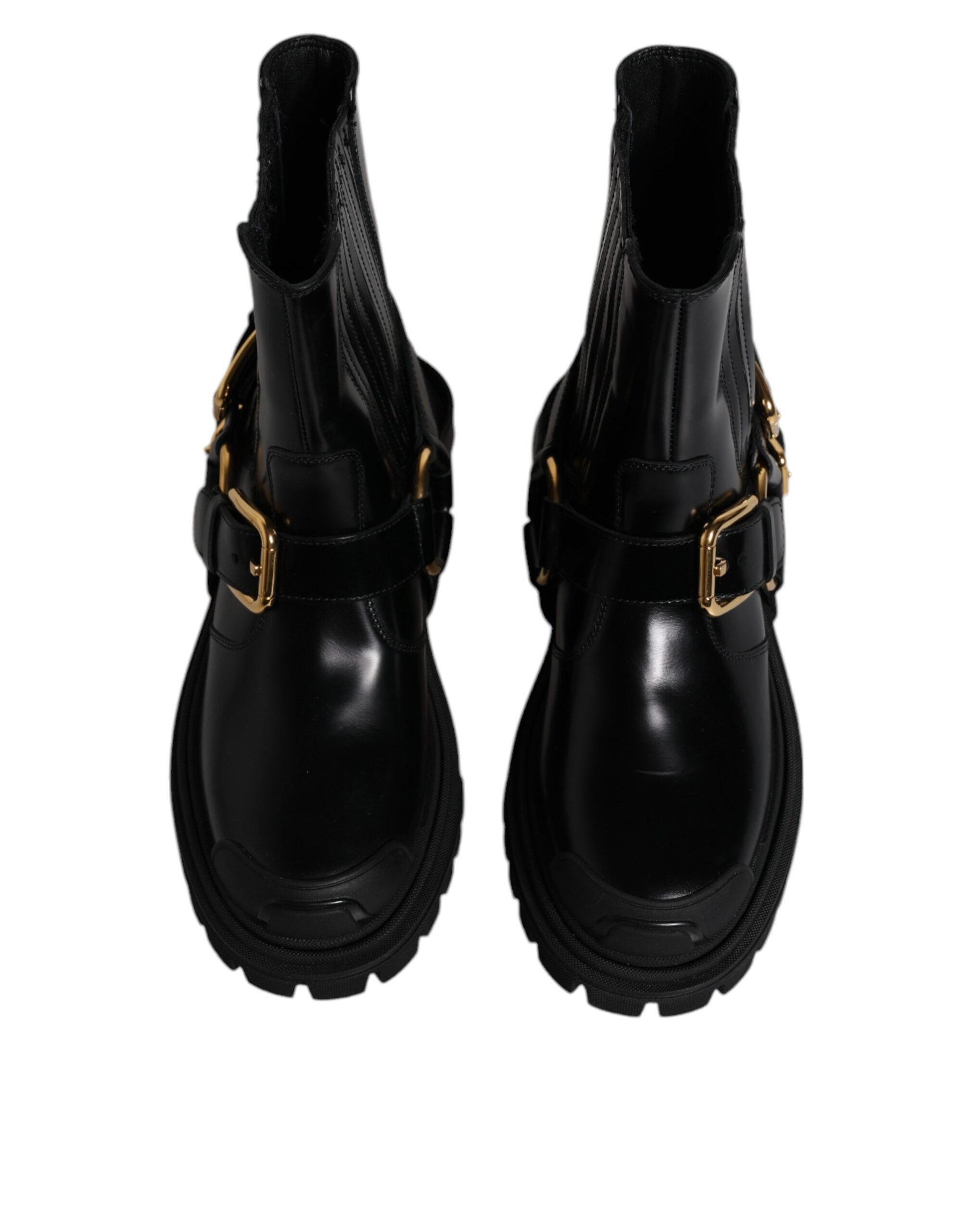 Dolce &amp; Gabbana Svarta Läder Slip On Stretch Vandringskängor Skor