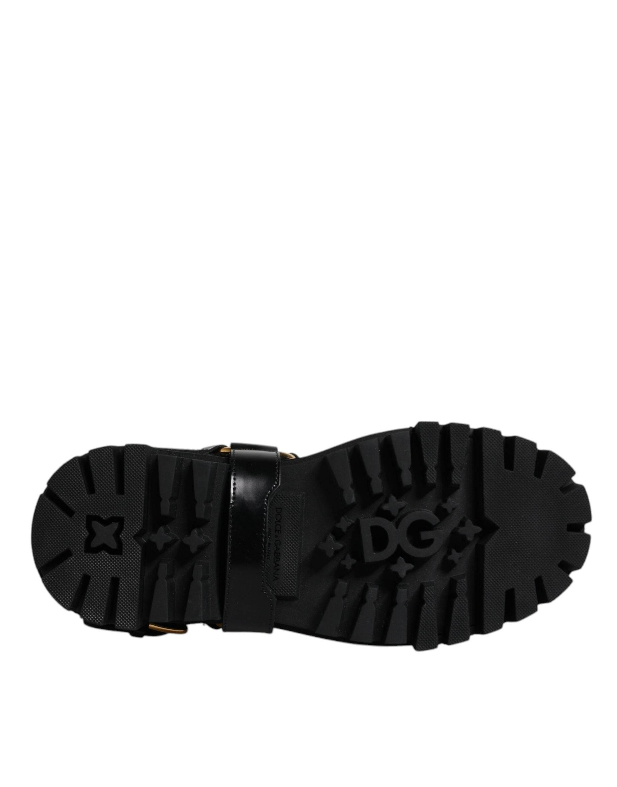 Dolce & Gabbana Black Leather Slip On Stretch Trekking Boots Shoes - Hilstor