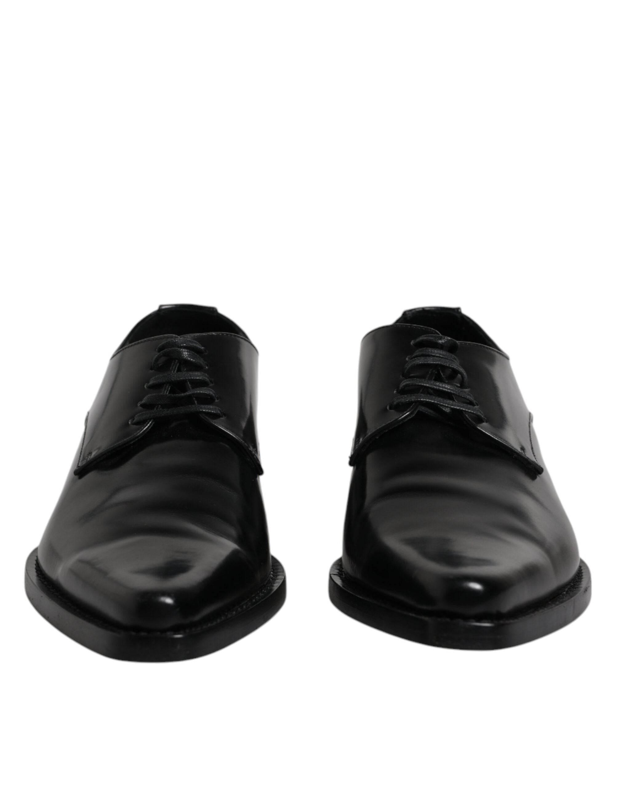 Dolce & Gabbana Black Patent Leather Derby Men Dress Shoes - Hilstor