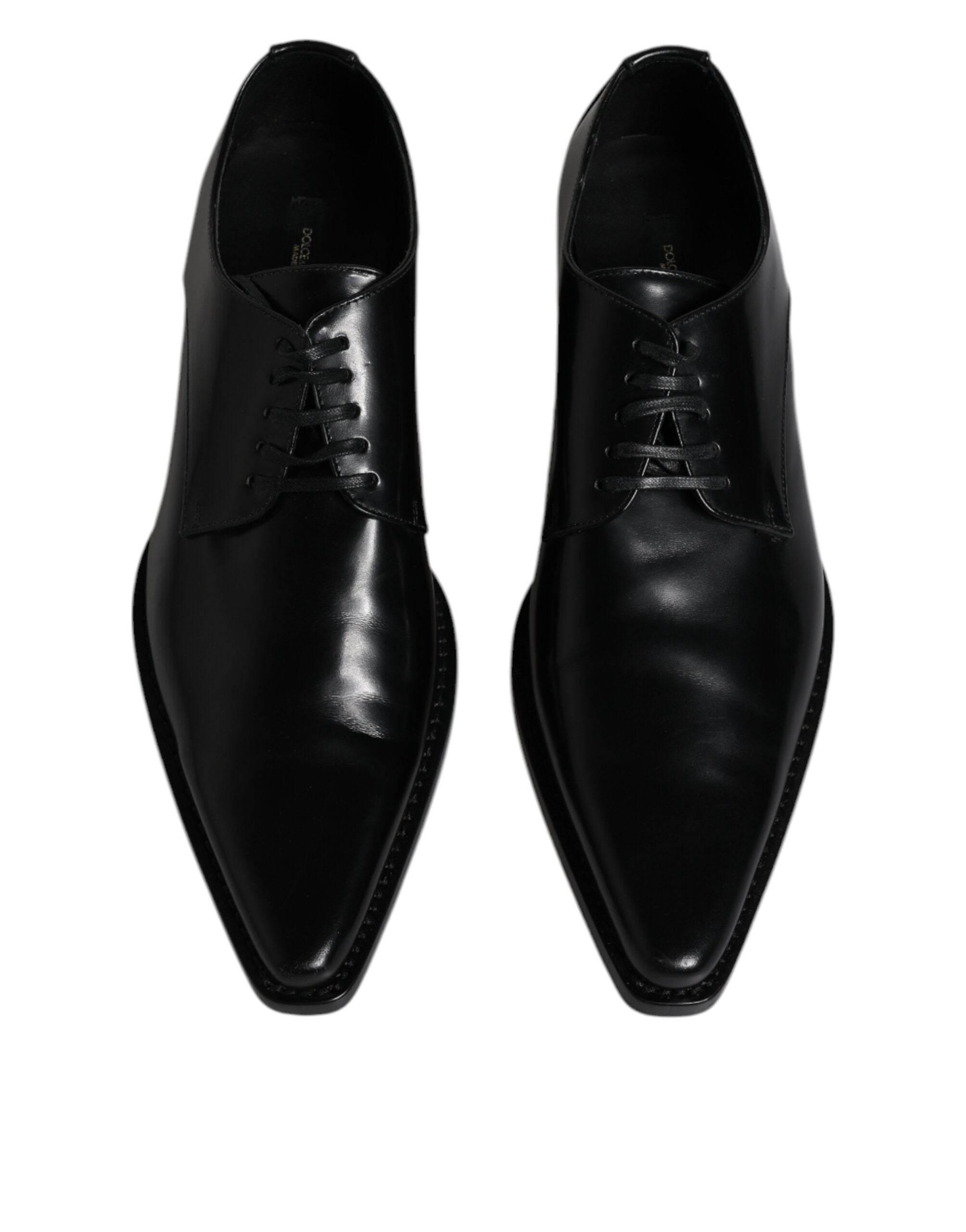 Dolce & Gabbana Black Patent Leather Derby Men Dress Shoes - Hilstor