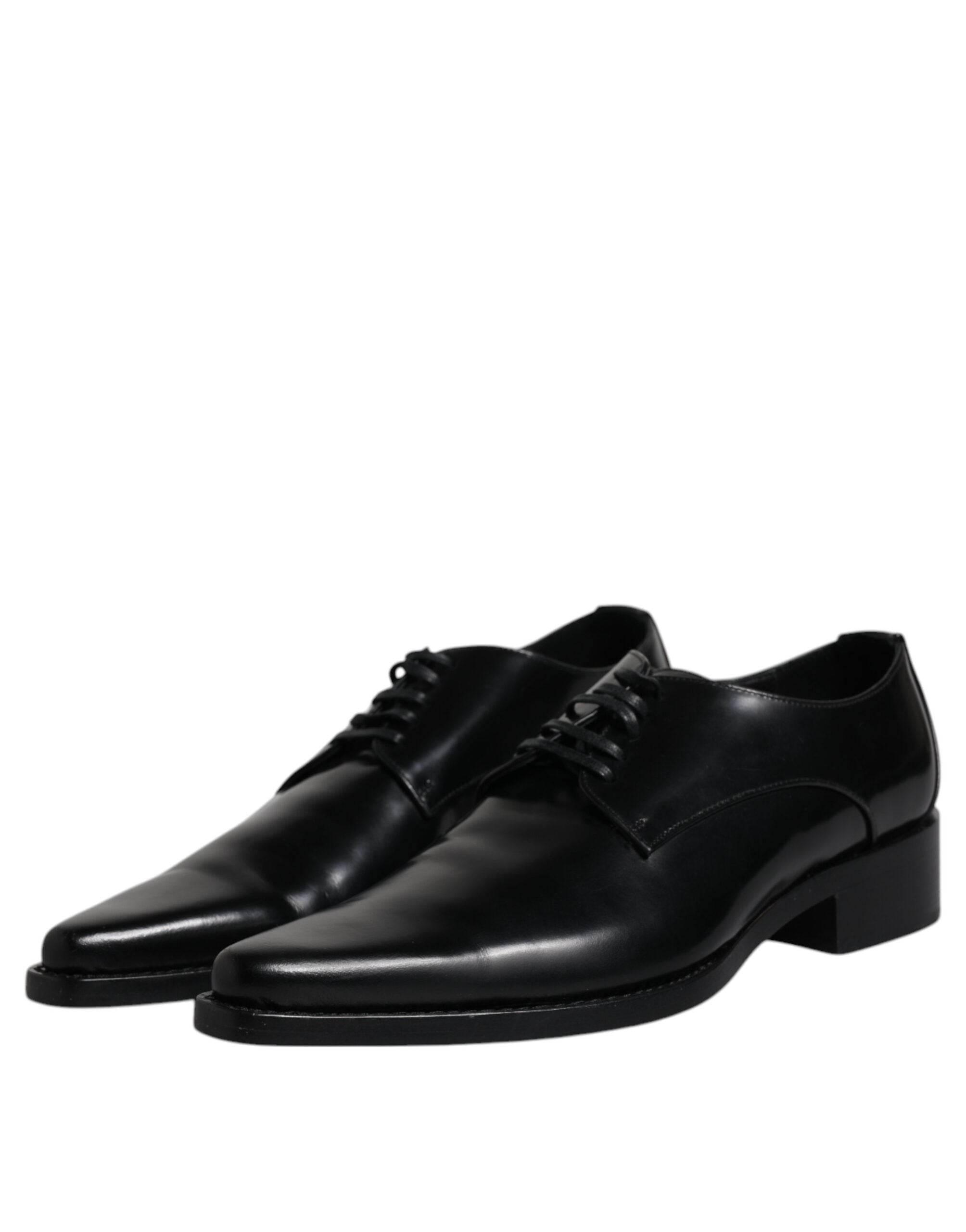 Dolce & Gabbana Black Patent Leather Derby Men Dress Shoes - Hilstor