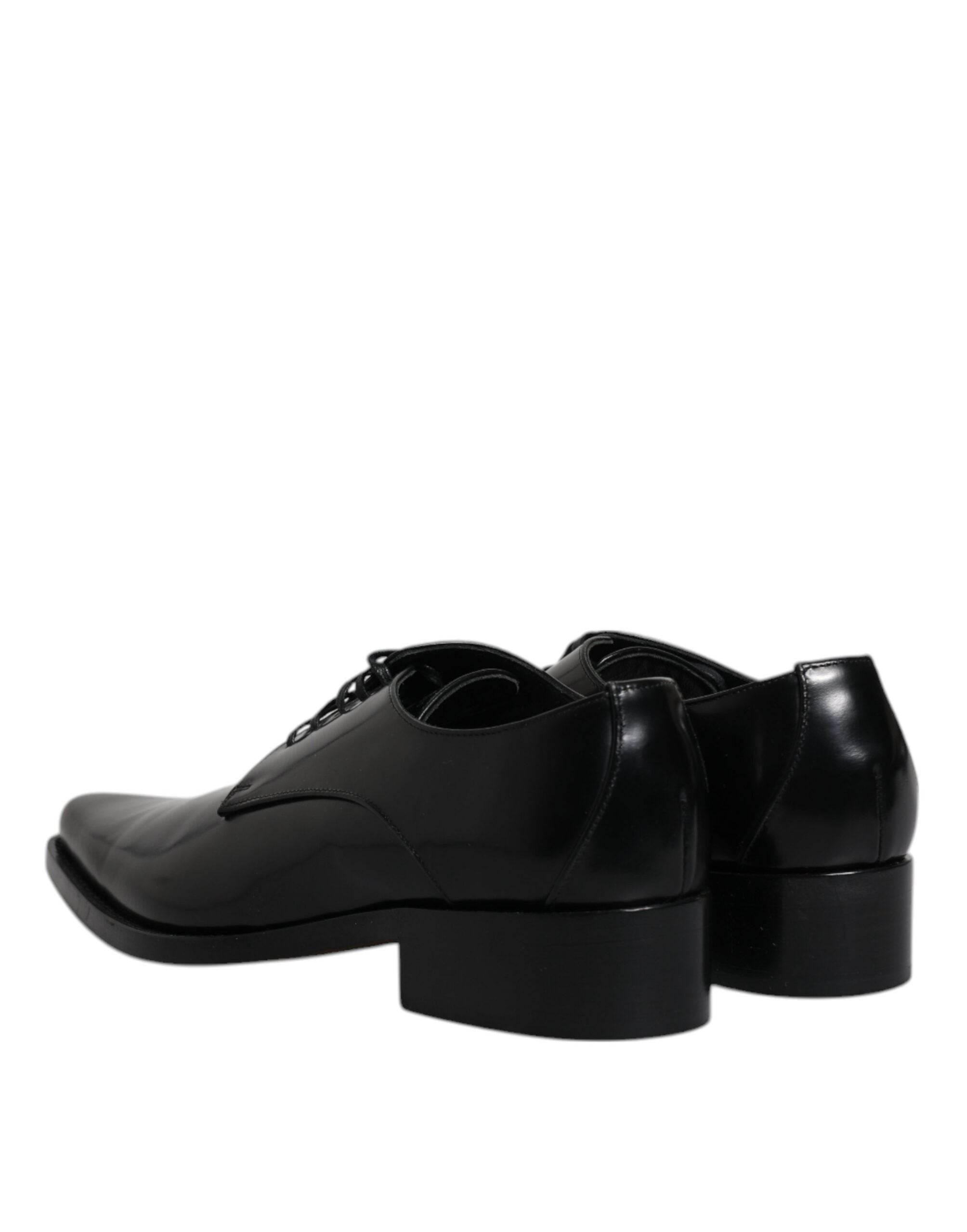 Dolce & Gabbana Black Patent Leather Derby Men Dress Shoes - Hilstor