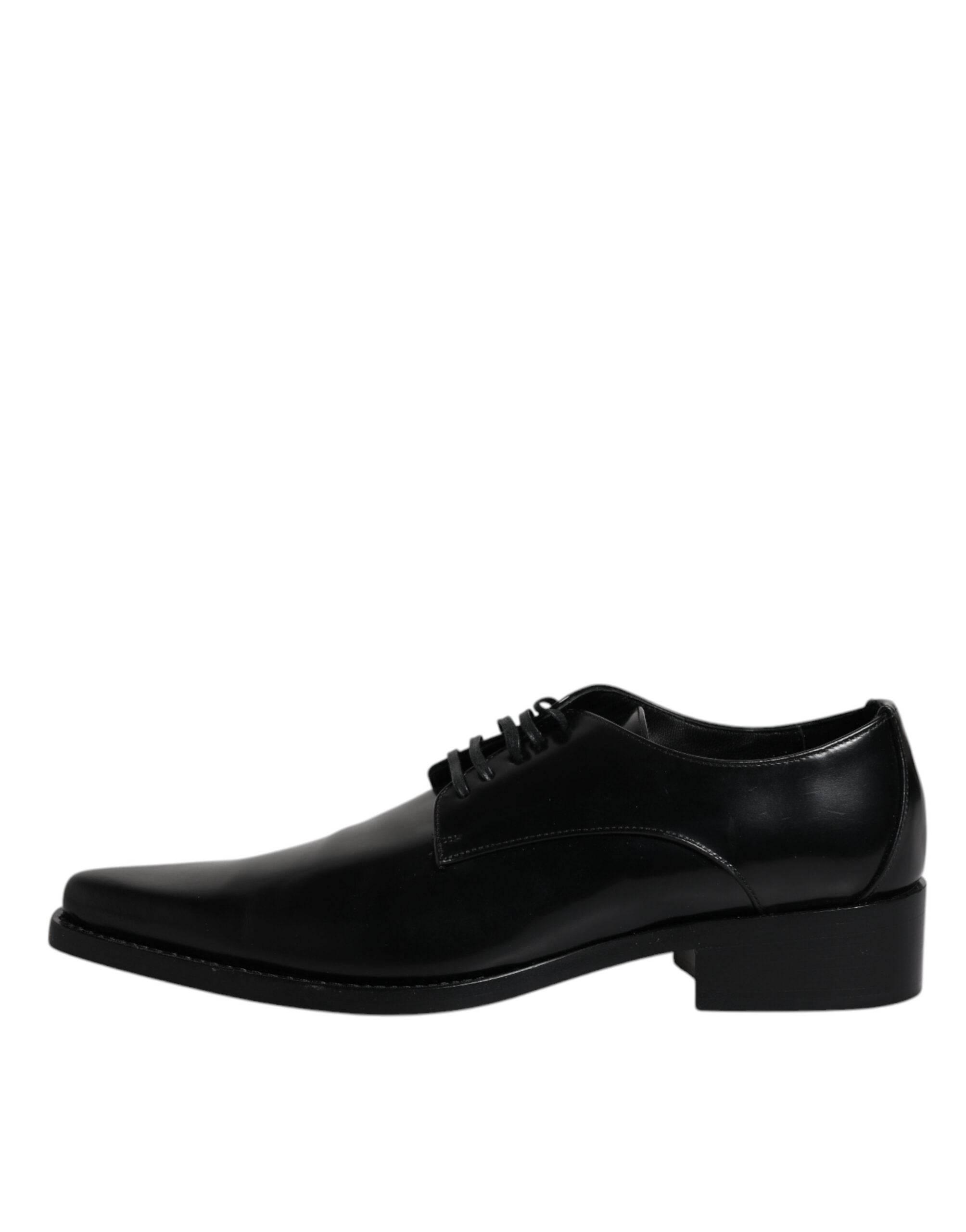 Dolce & Gabbana Black Patent Leather Derby Men Dress Shoes - Hilstor