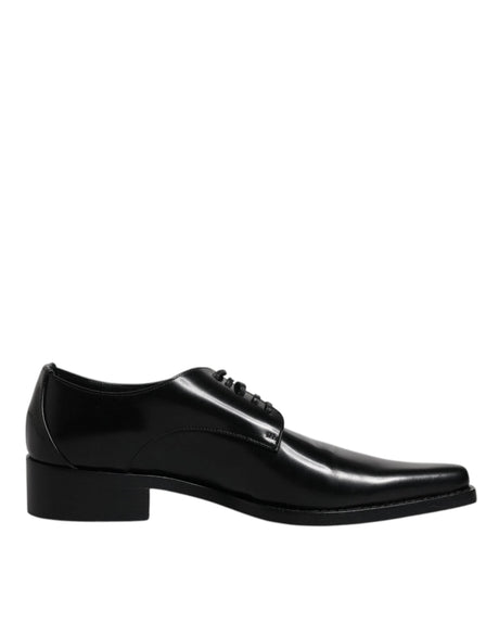 Dolce & Gabbana Black Patent Leather Derby Men Dress Shoes - Hilstor