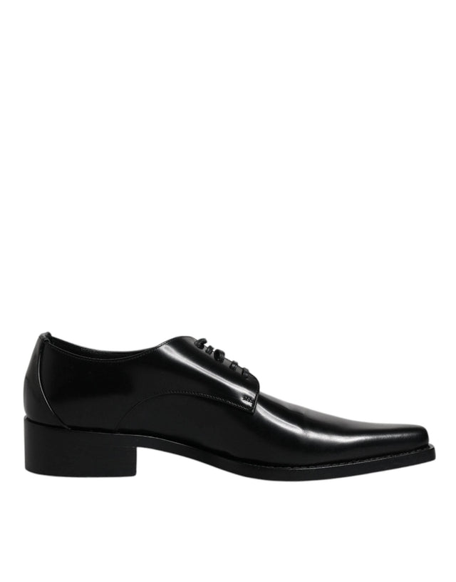 Dolce & Gabbana Black Patent Leather Derby Men Dress Shoes - Hilstor