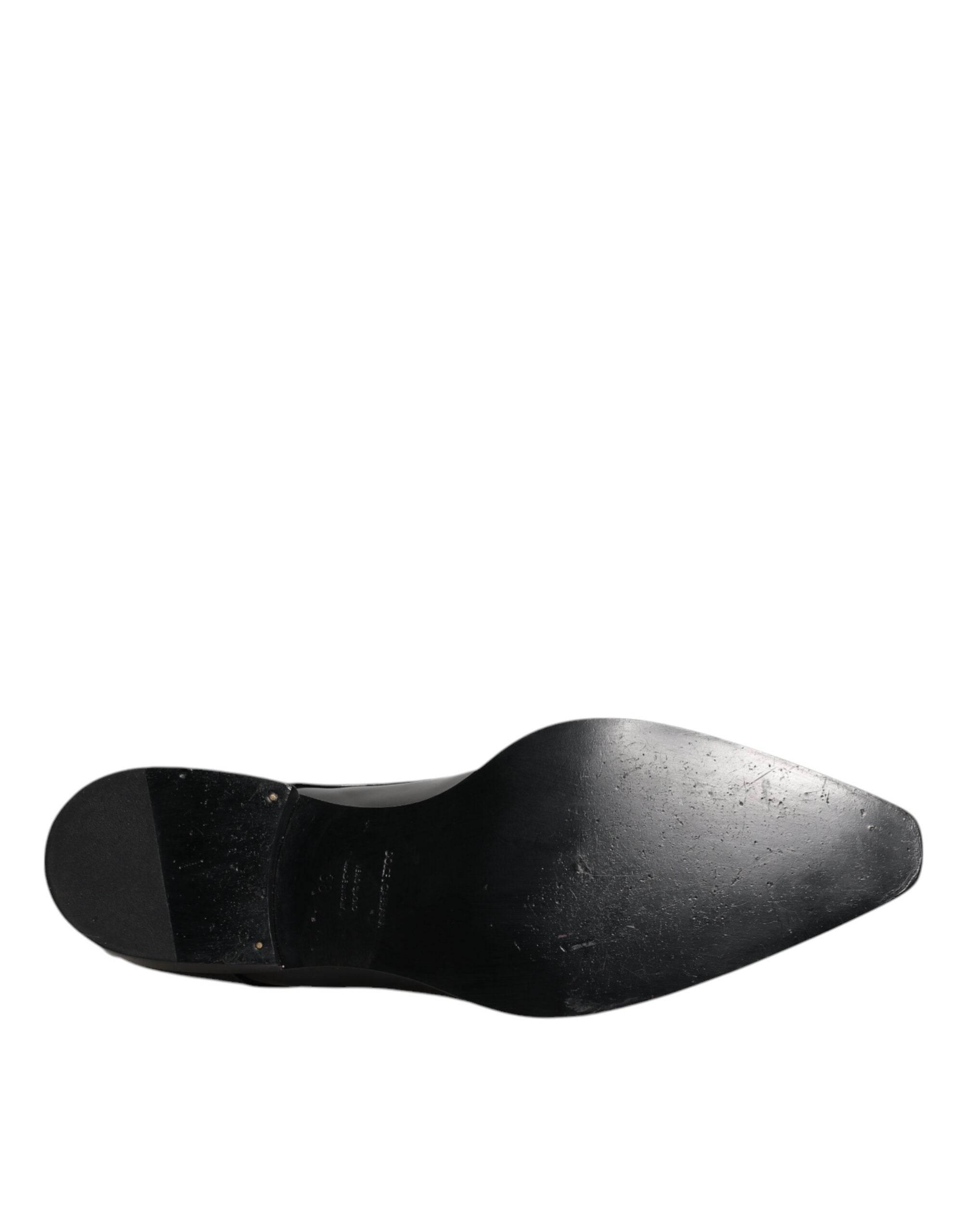 Dolce & Gabbana Black Patent Leather Derby Men Dress Shoes - Hilstor