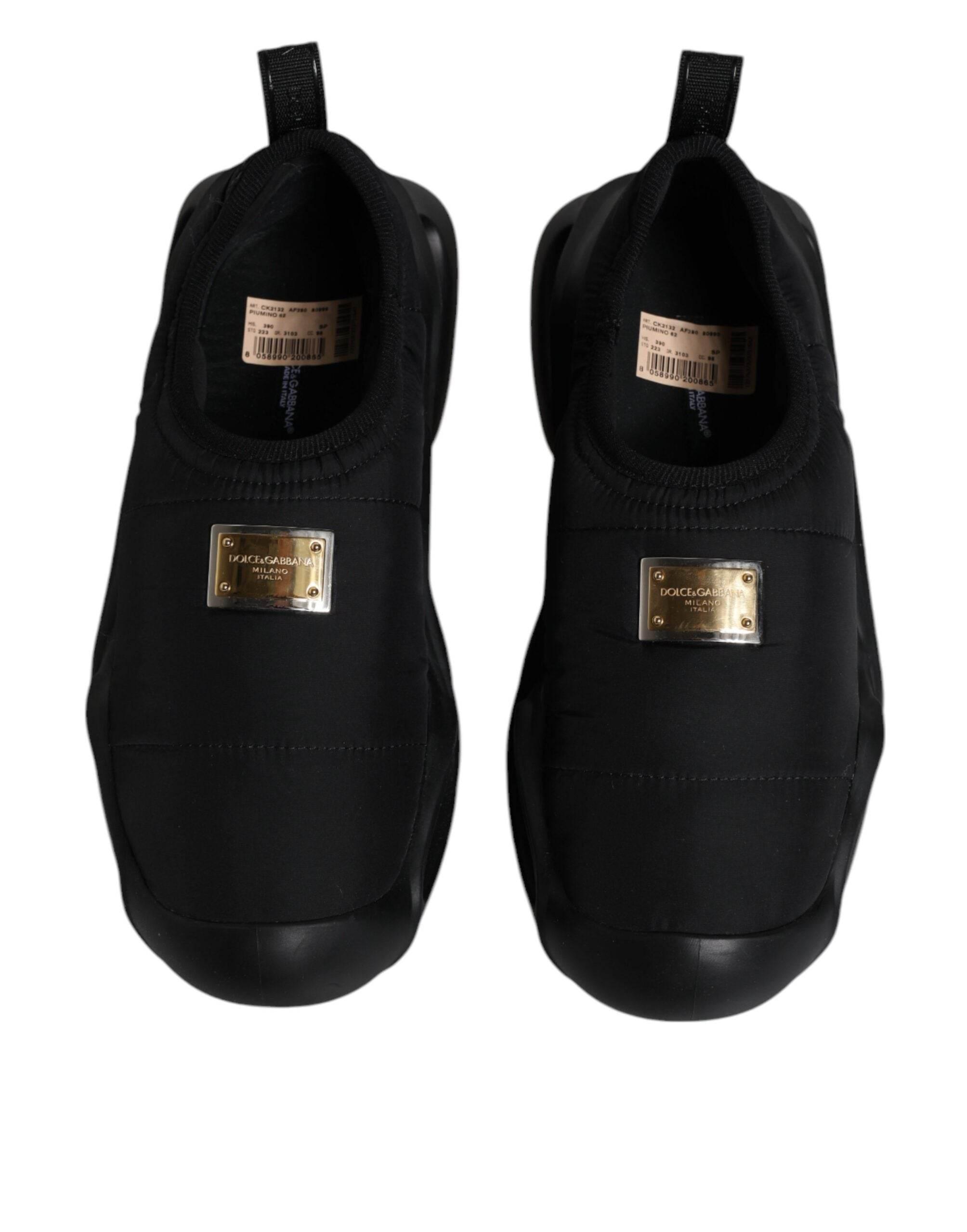 Dolce & Gabbana Black Slip On Wave Low Top Men Sneakers Shoes - Hilstor