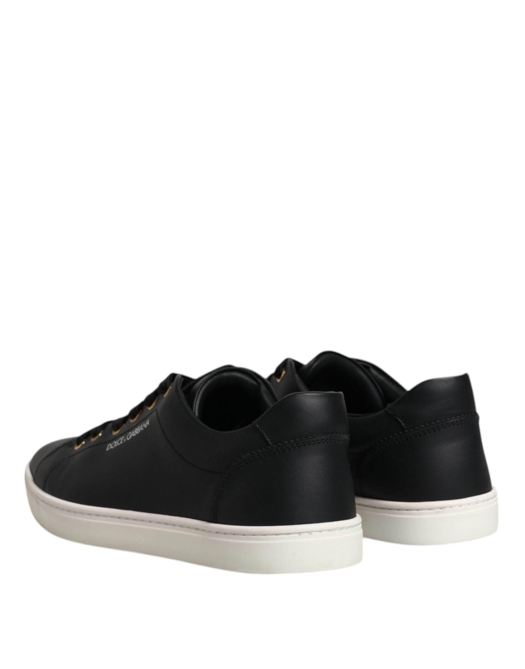Dolce & Gabbana Black Leather Logo London Sneaker Shoes - Hilstor