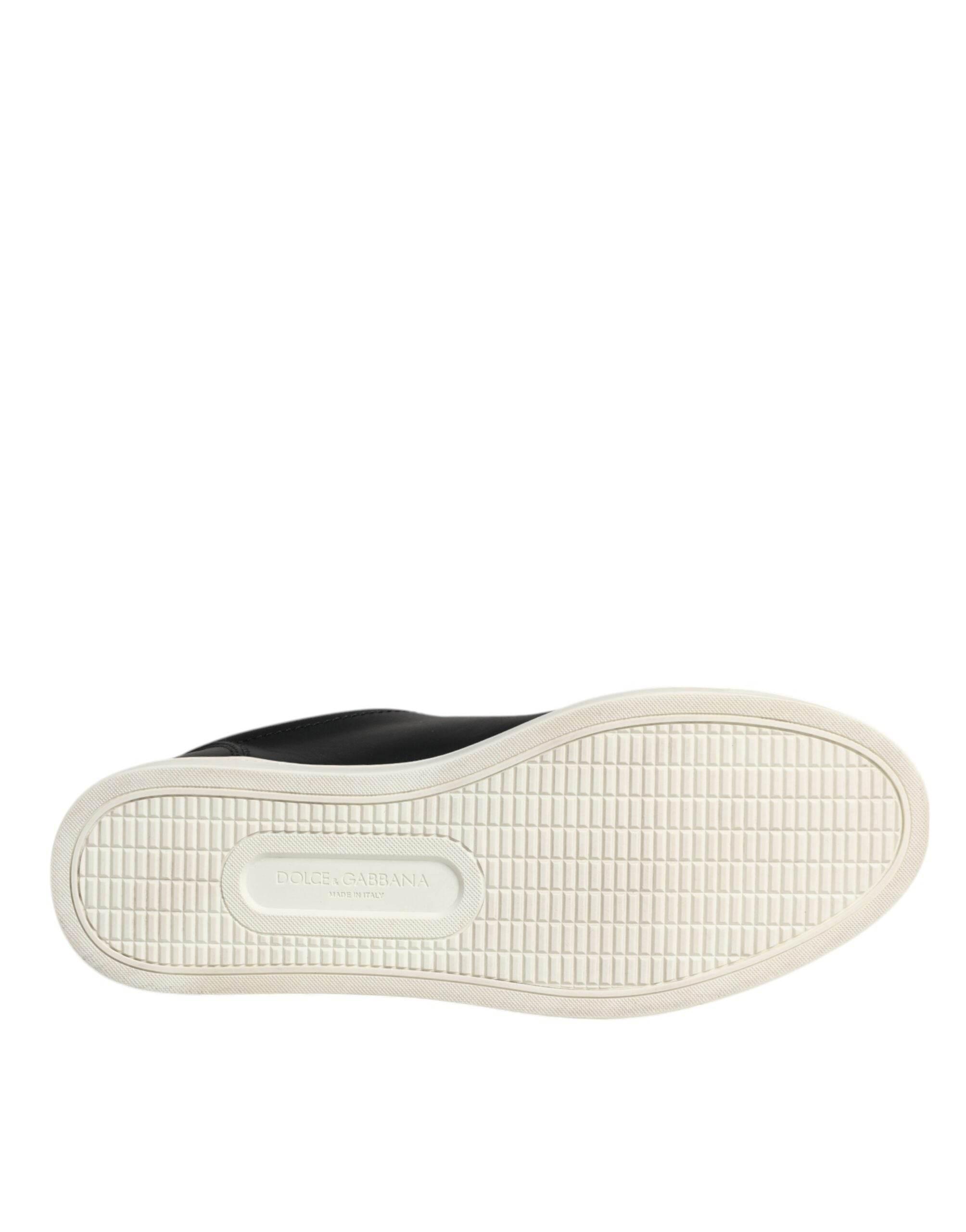 Dolce & Gabbana Black Leather Logo London Sneaker Shoes - Hilstor