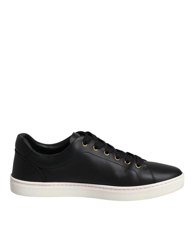 Dolce & Gabbana Black Leather Logo London Sneaker Shoes - Hilstor