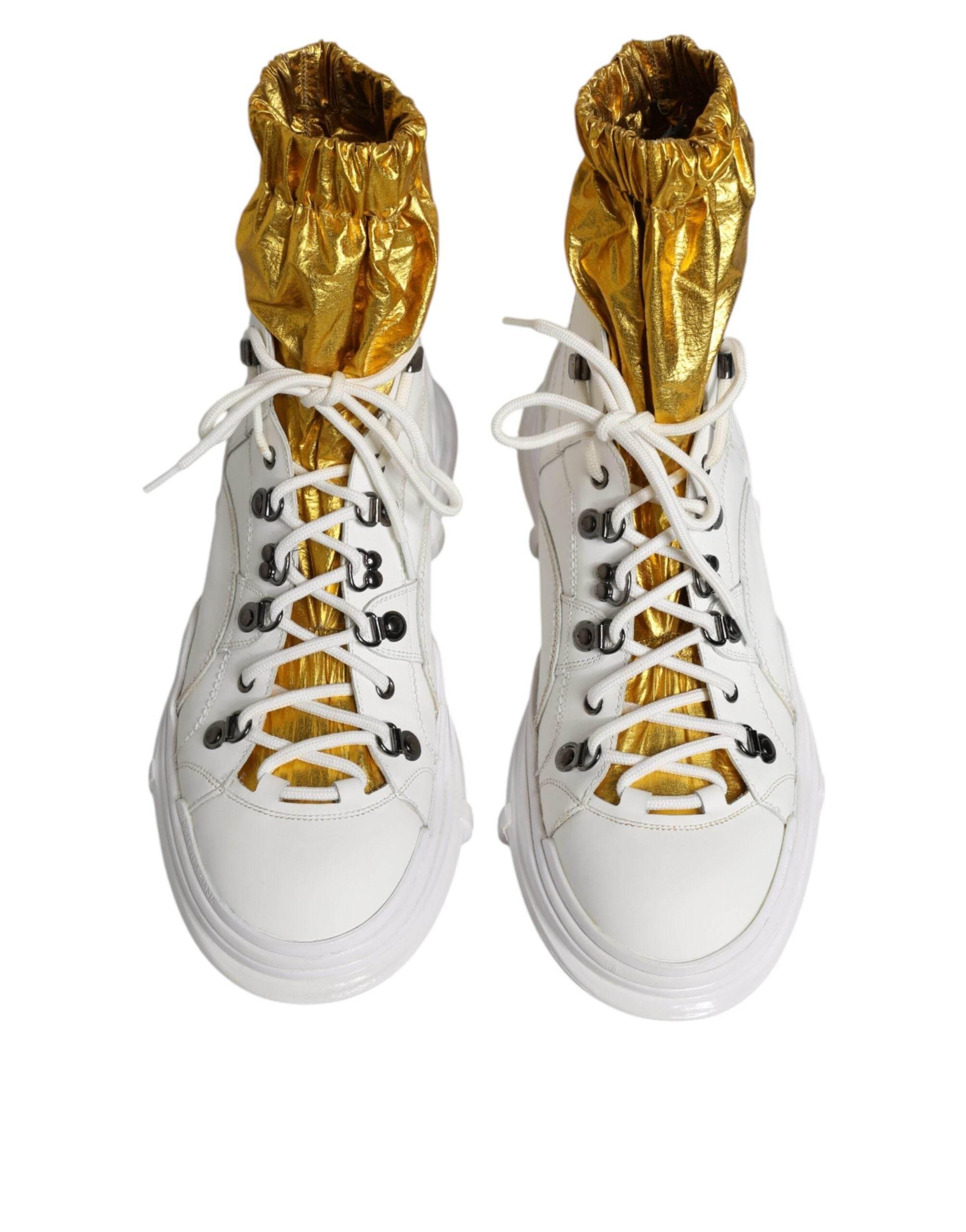 Dolce & Gabbana White Nylon Galileo High Top Sneakers Shoes - Hilstor