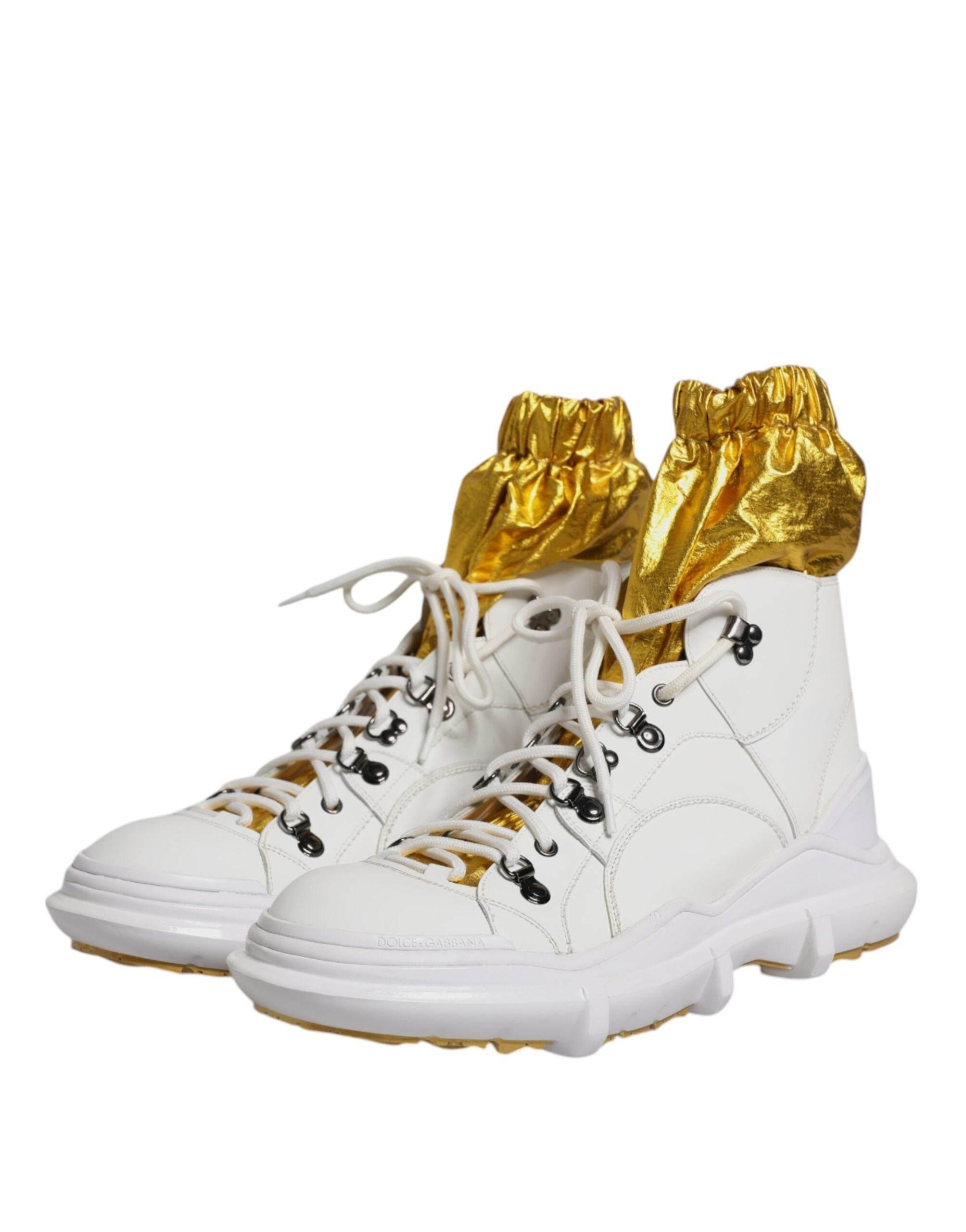 Dolce & Gabbana White Nylon Galileo High Top Sneakers Shoes - Hilstor