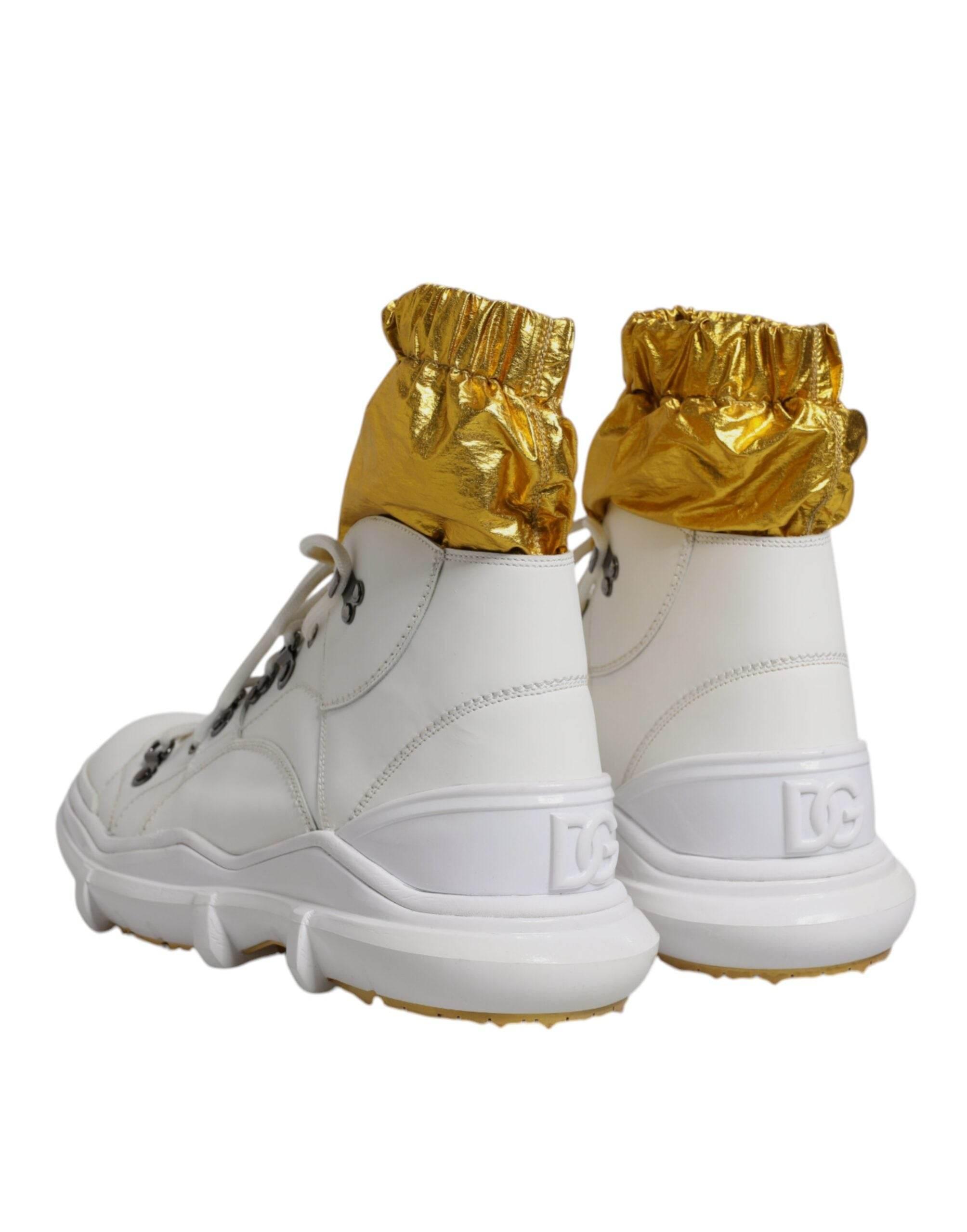 Dolce & Gabbana White Nylon Galileo High Top Sneakers Shoes - Hilstor