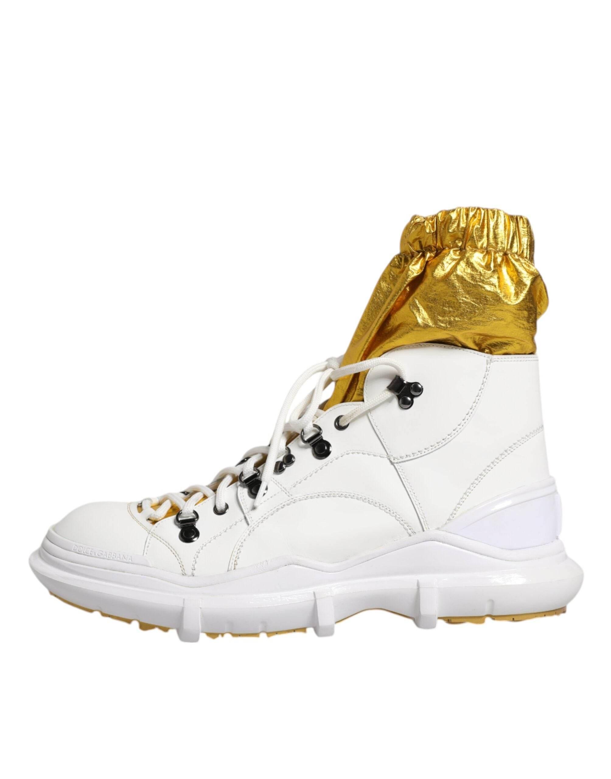 Dolce & Gabbana White Nylon Galileo High Top Sneakers Shoes - Hilstor