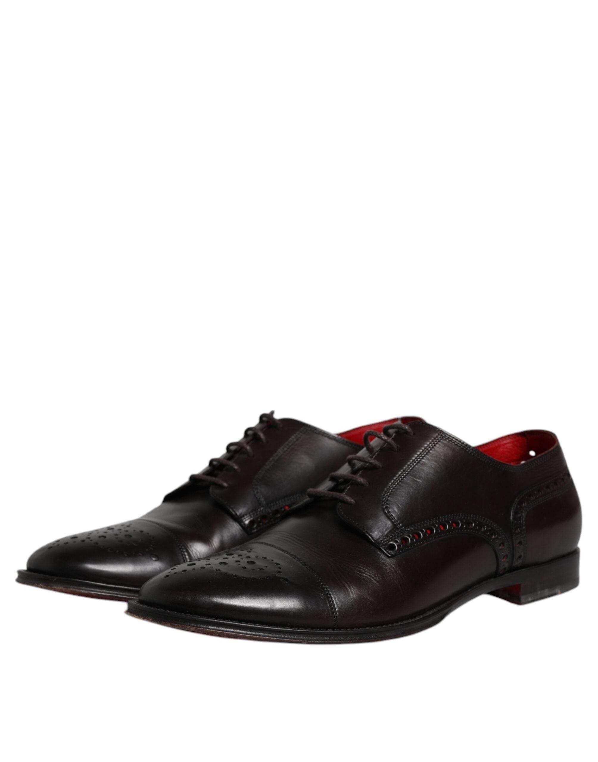 Dolce & Gabbana Black Calfskin Leather Derby Men Dress Shoes - Hilstor