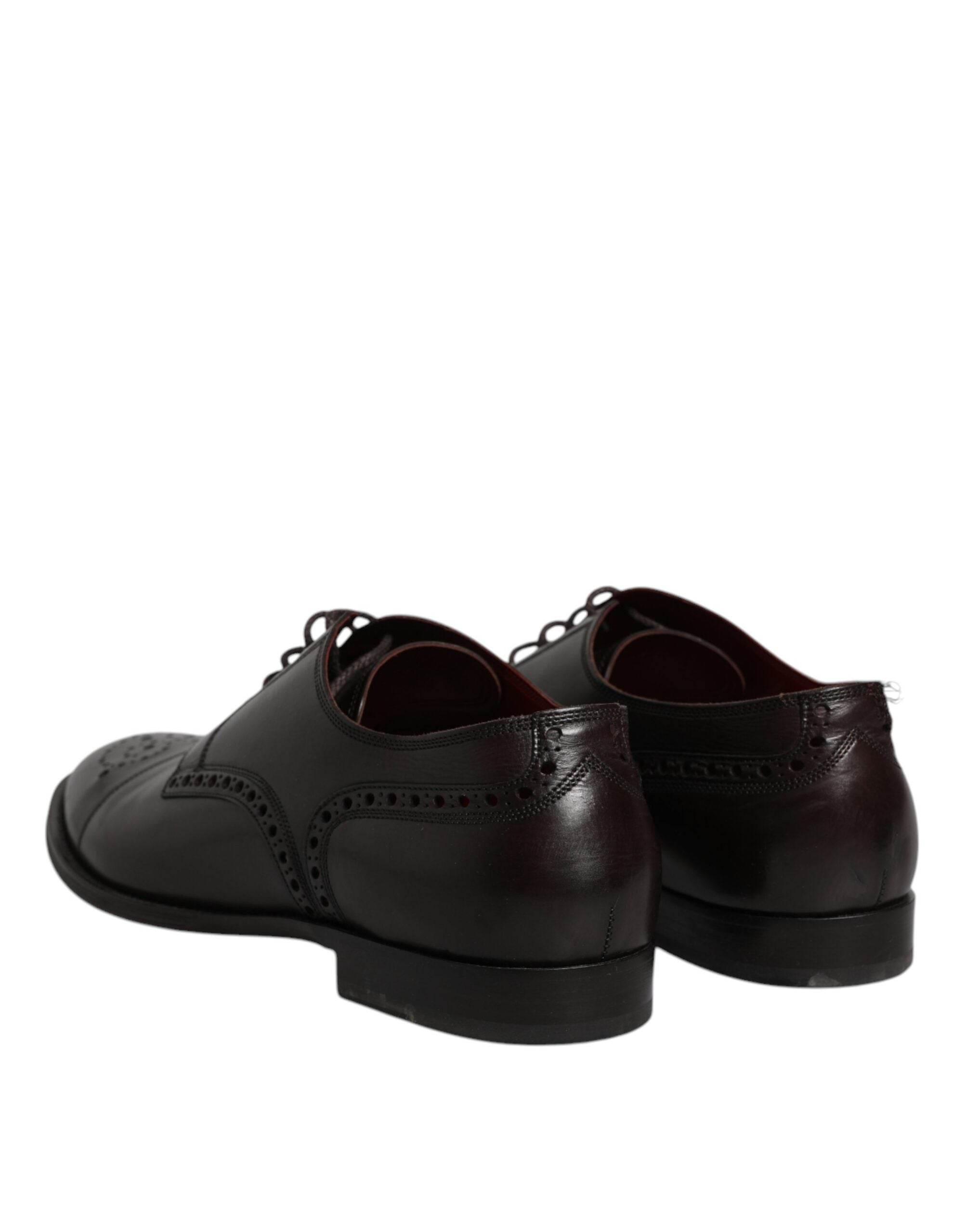 Dolce & Gabbana Black Calfskin Leather Derby Men Dress Shoes - Hilstor
