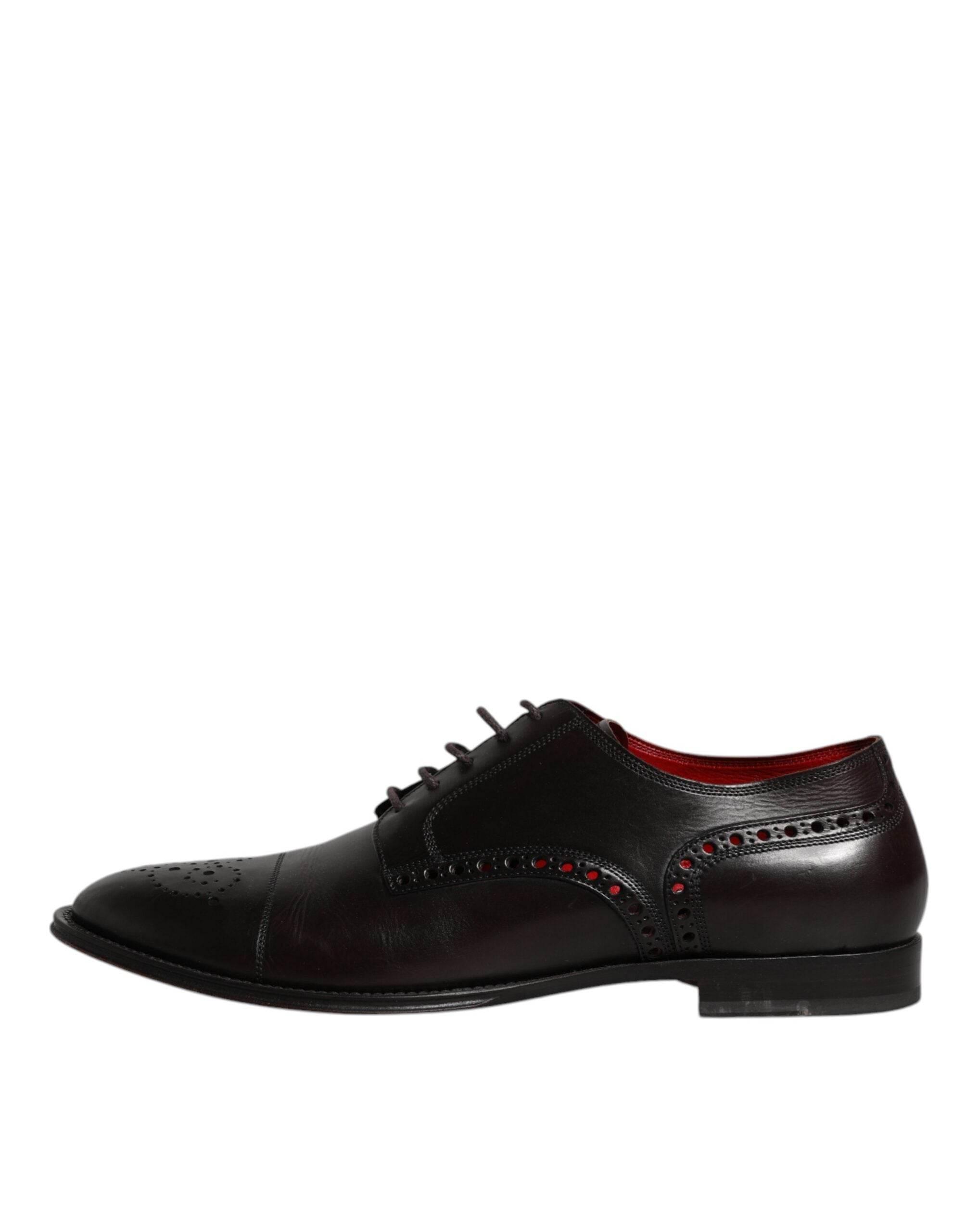 Dolce & Gabbana Black Calfskin Leather Derby Men Dress Shoes - Hilstor