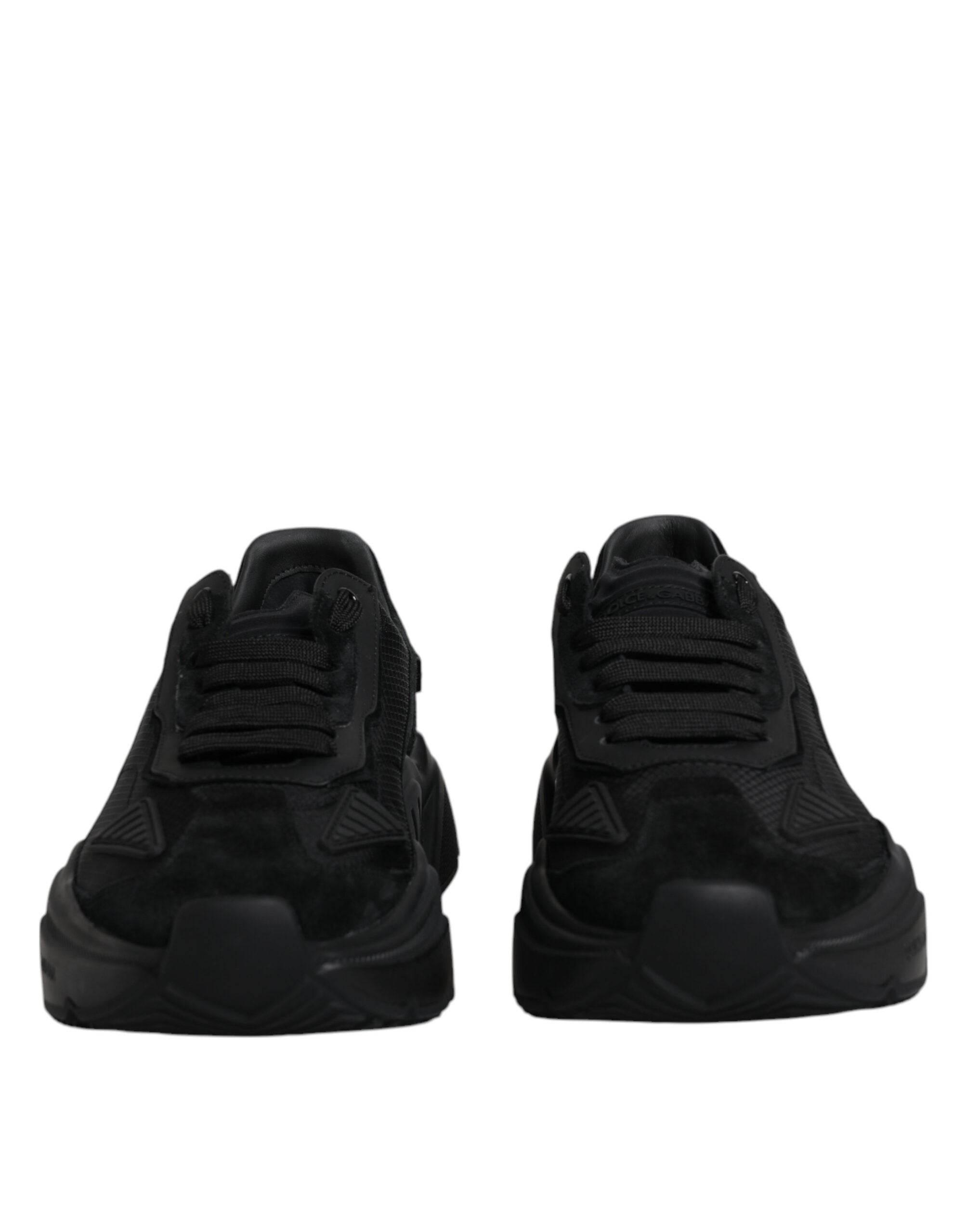 Dolce & Gabbana Black Leather Daymaster Low Top Sneakers Shoes - Hilstor