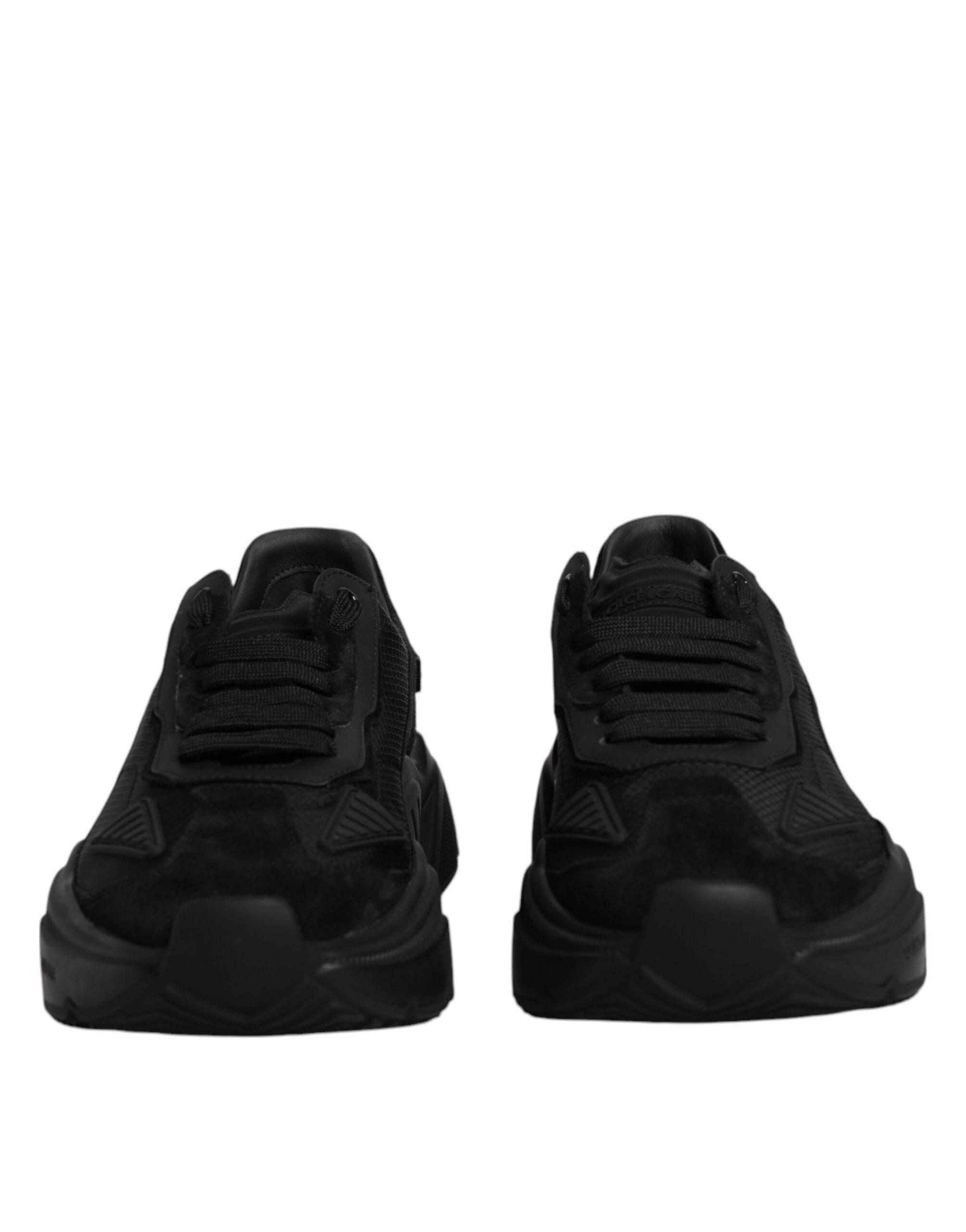 Dolce & Gabbana Black Leather Daymaster Low Top Sneakers Shoes - Hilstor